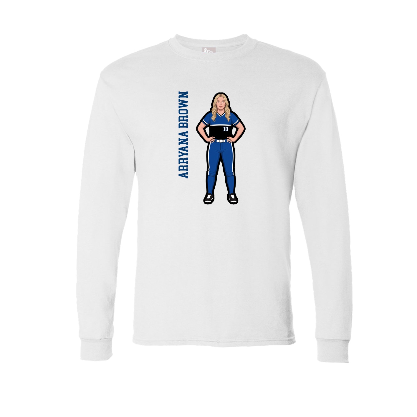 Long Sleeve Tee — Name Vertical in White