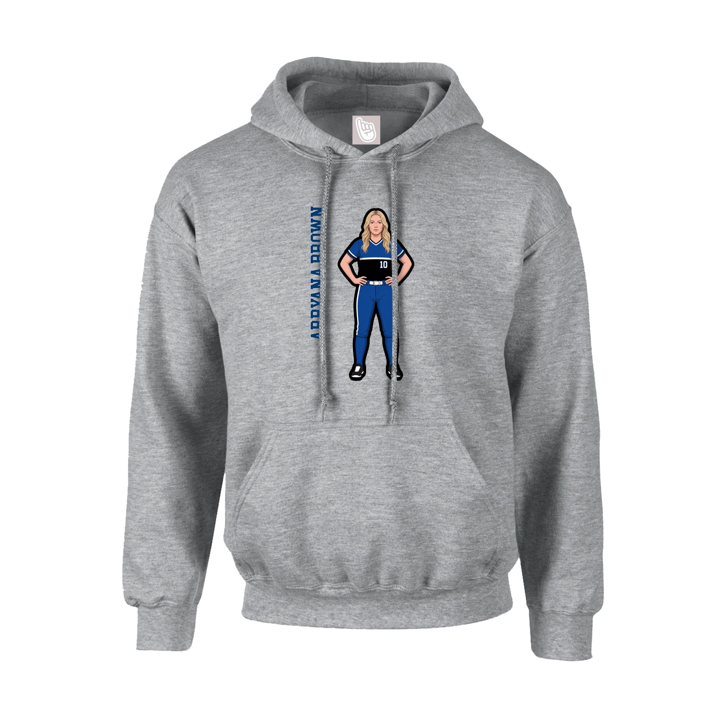 Hoodie — Name Vertical in Grey