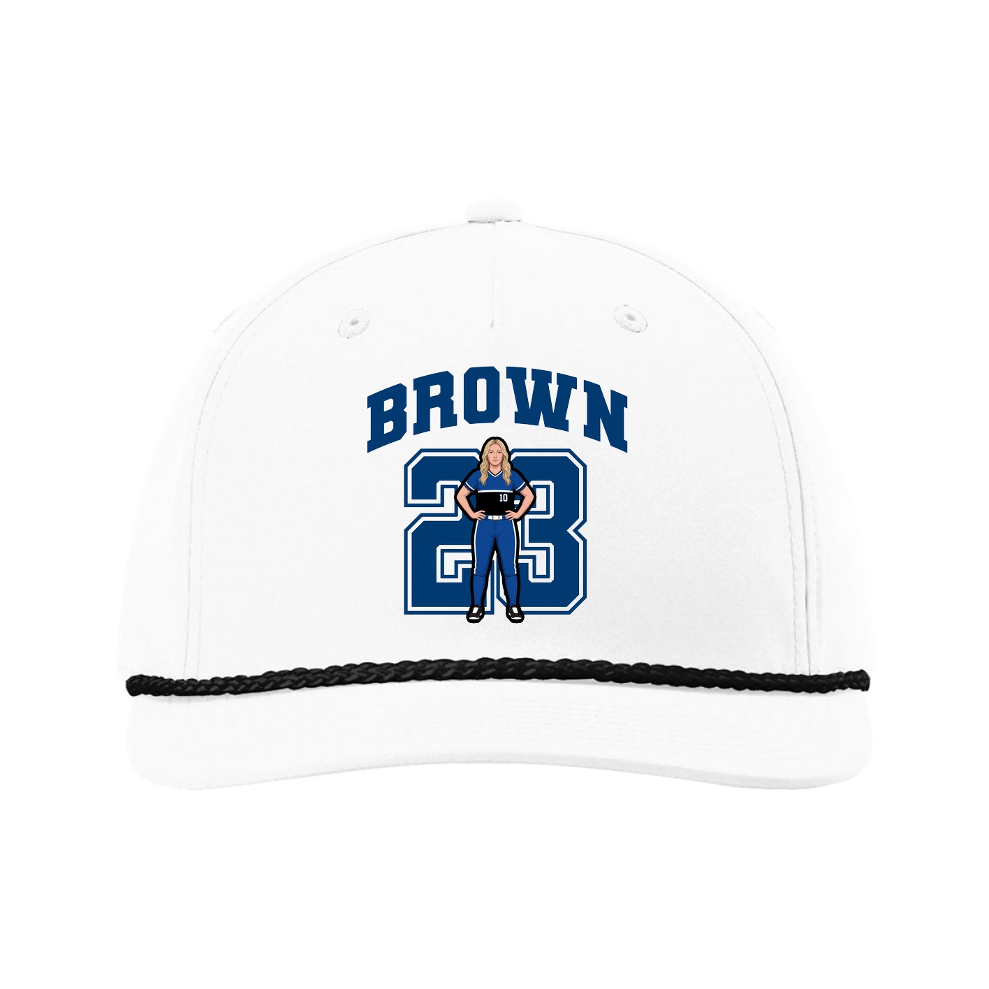 Five-Panel Classic Rope Cap — Number in White