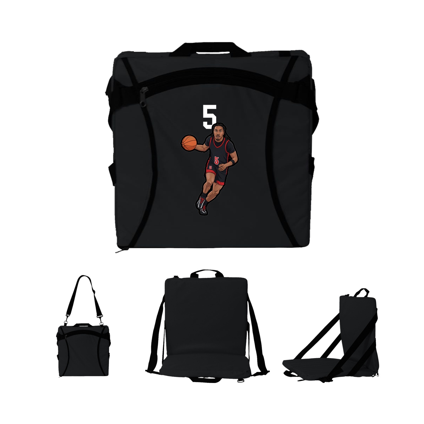 Folding Stadium Seat — Number Top in Black