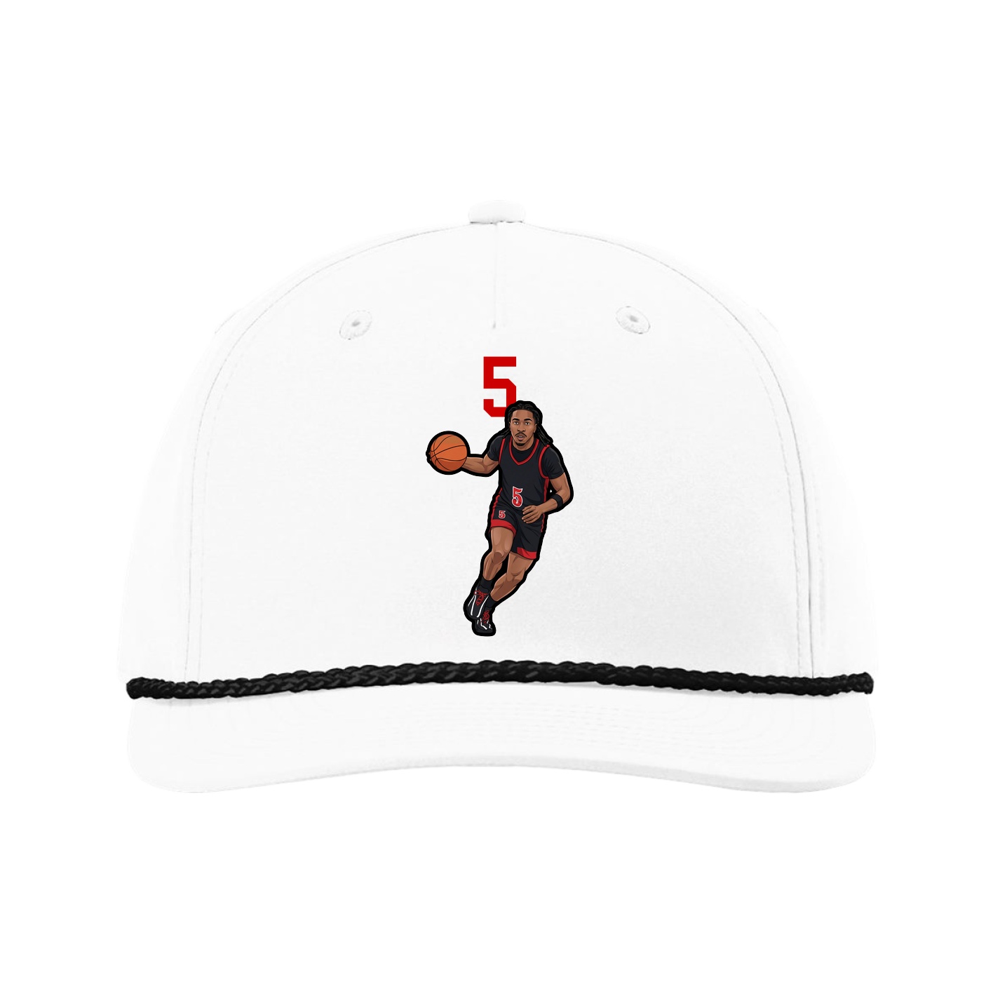 Five-Panel Classic Rope Cap — Number Top in White