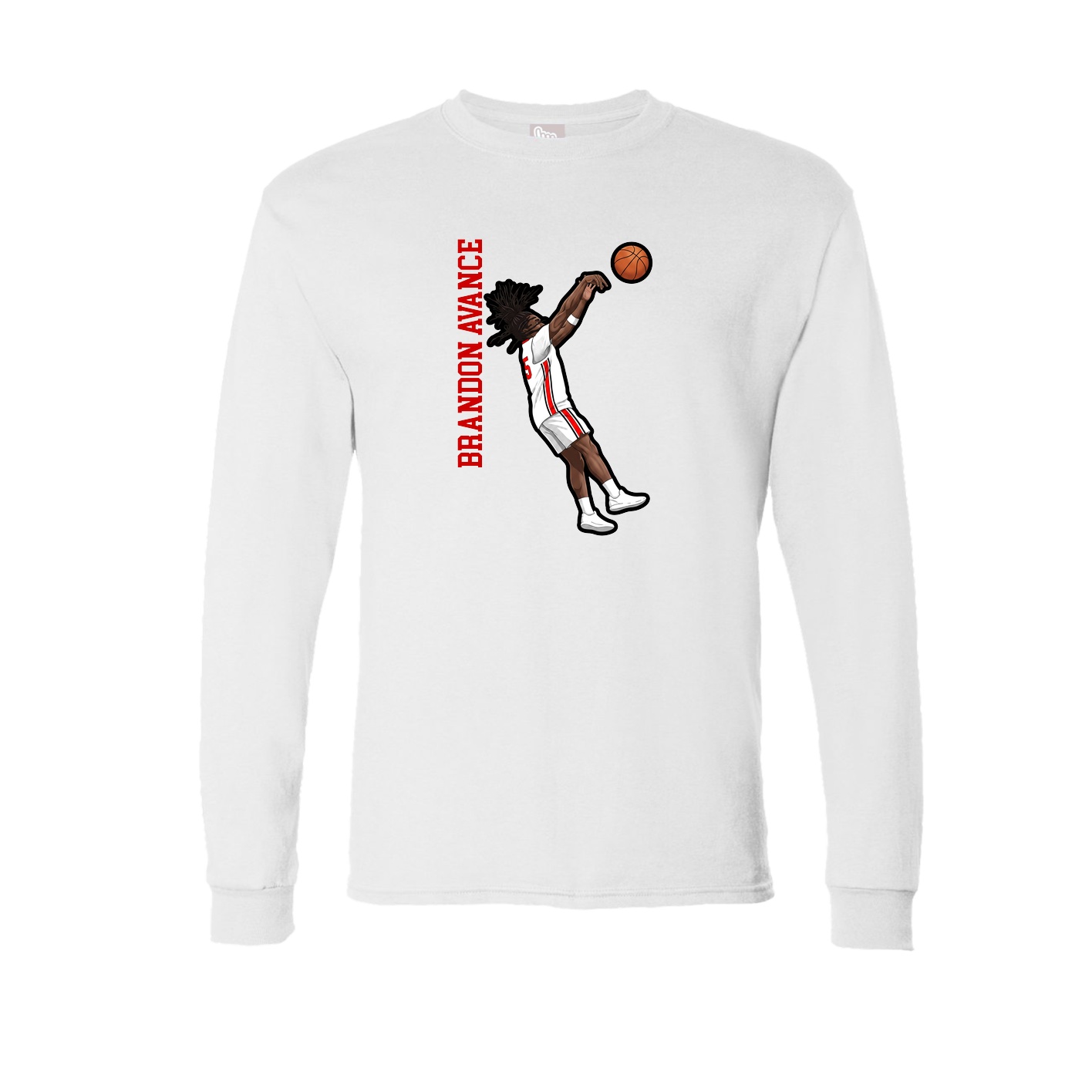 Long Sleeve Tee — Name Vertical in White