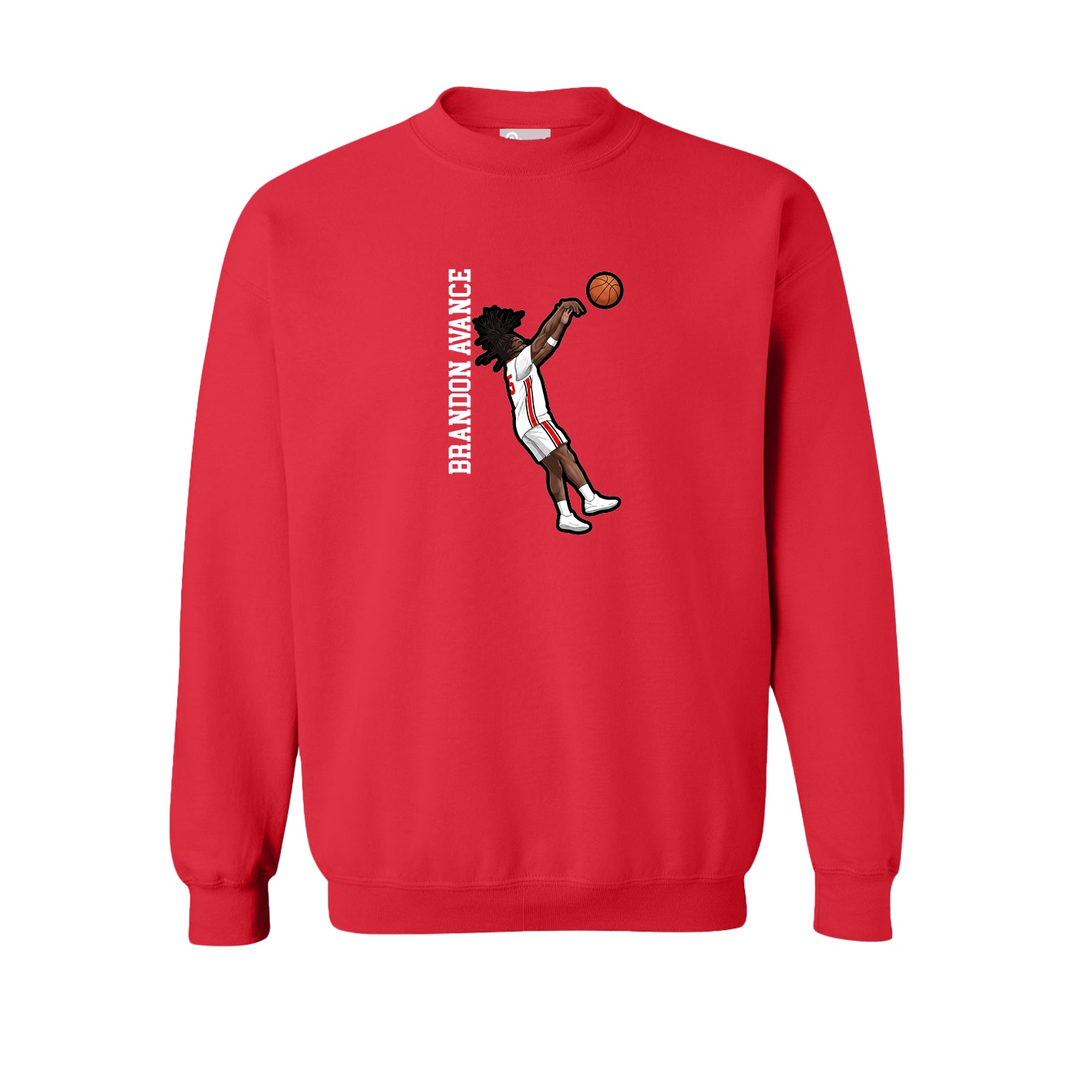 Fleece Crew — Name Vertical in Red
