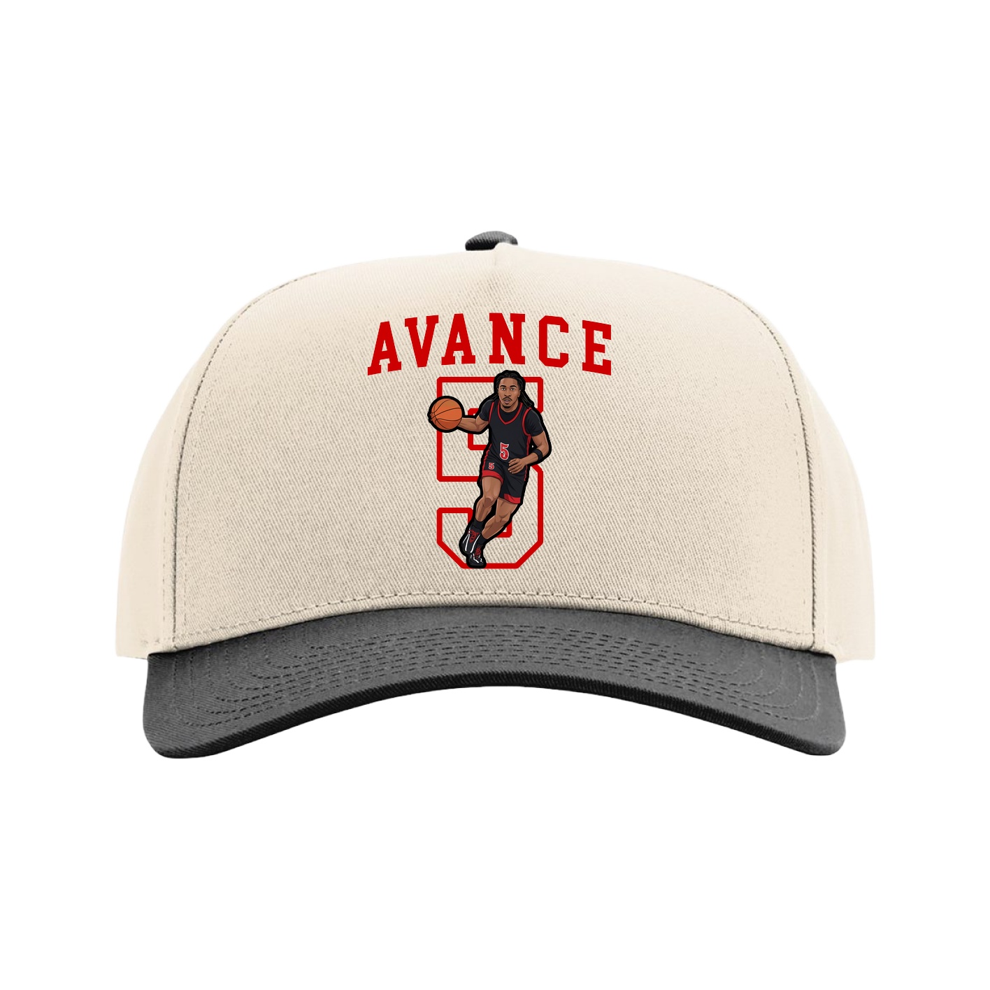 Full Fabric Five-Panel Champ Cap — Shirsey in Cream/Black