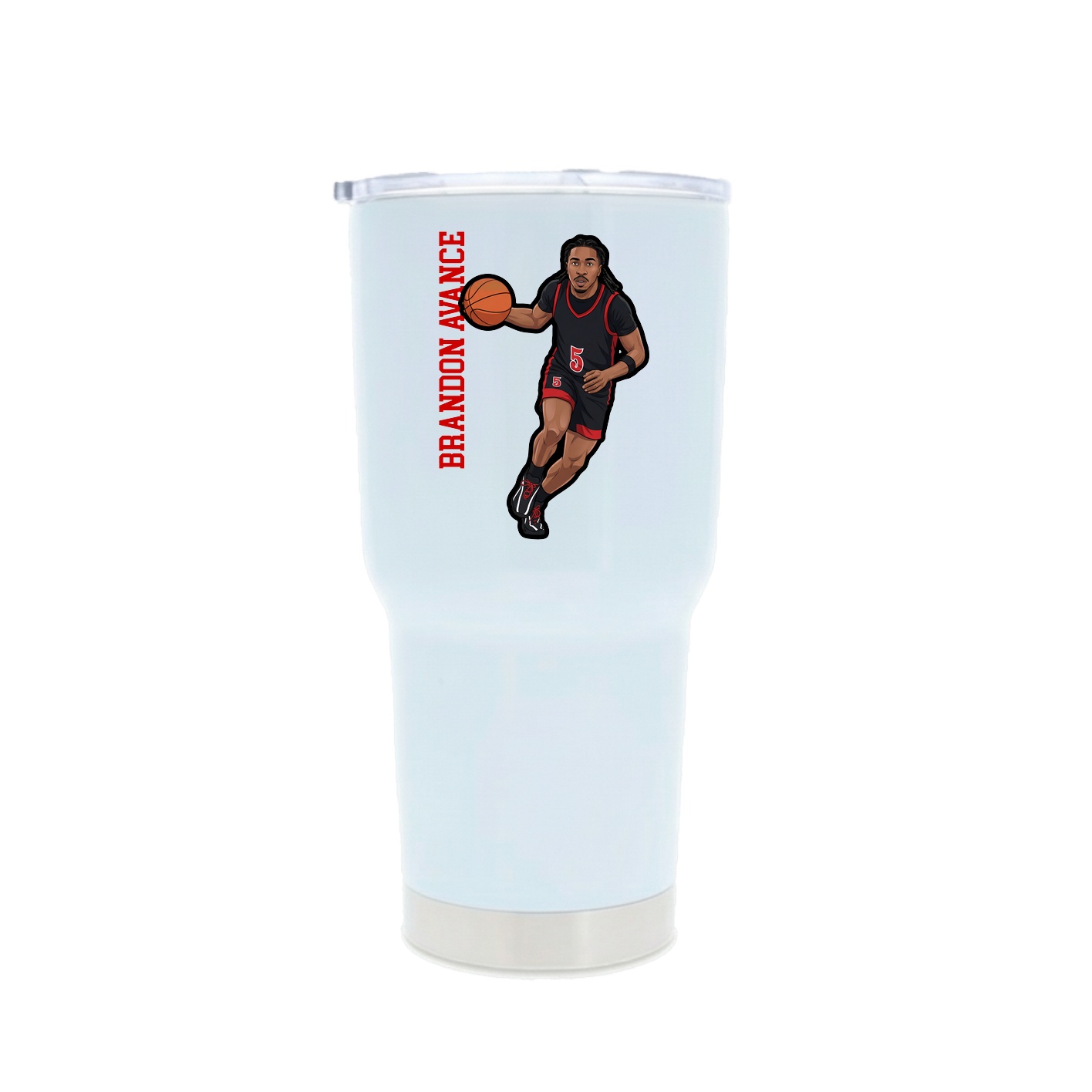 30oz Stainless Steel Tumbler — Name Vertical in White