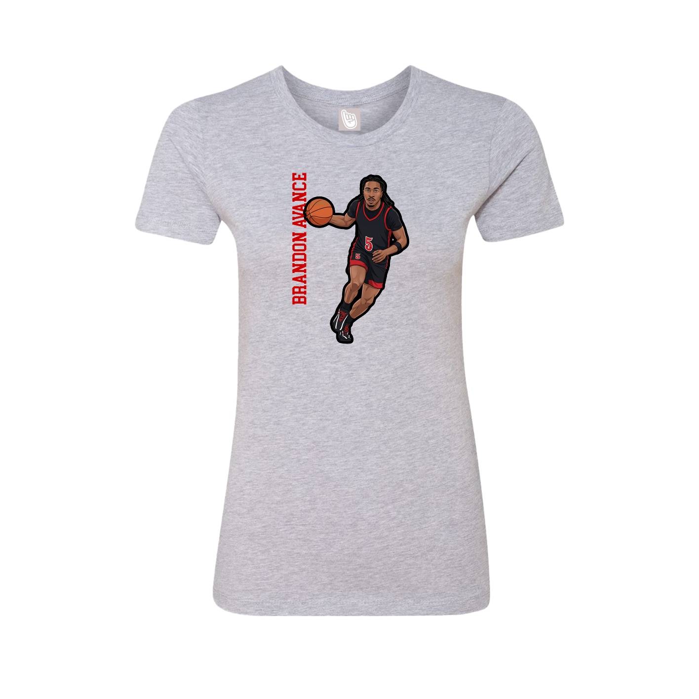 Womens Tee — Name Vertical in Grey