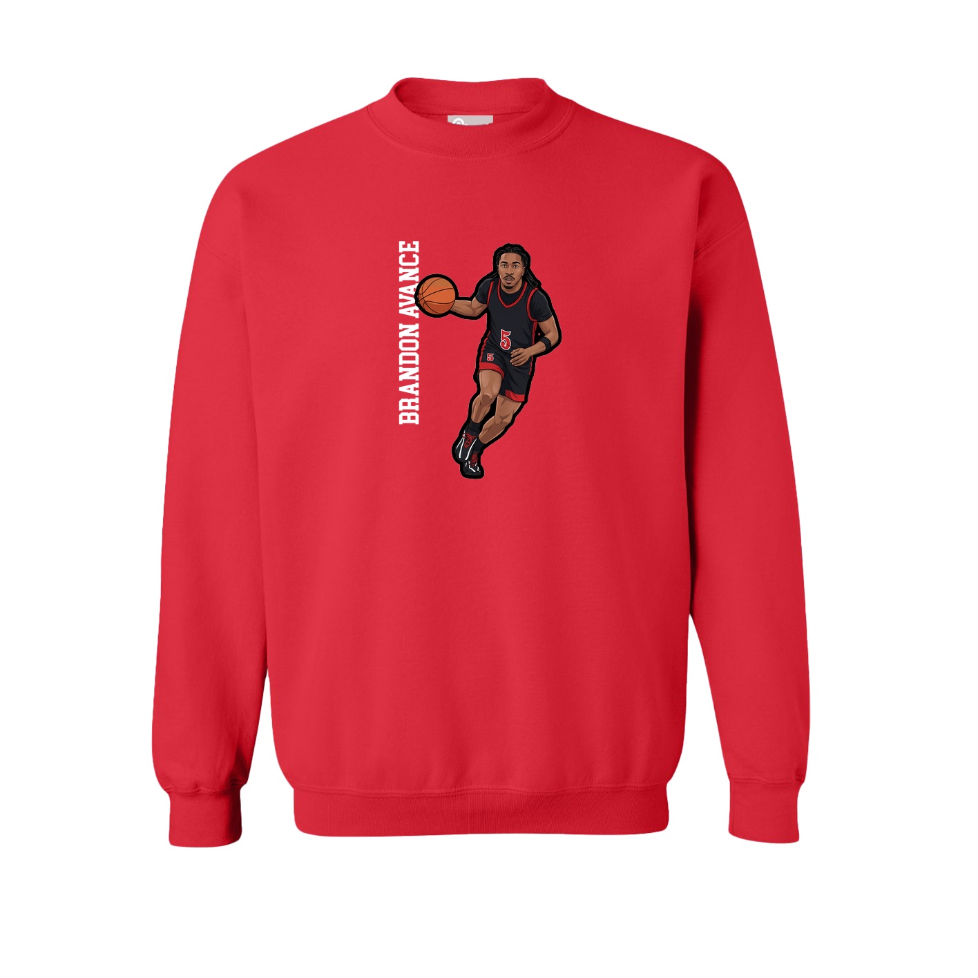 Fleece Crew — Name Vertical in Red