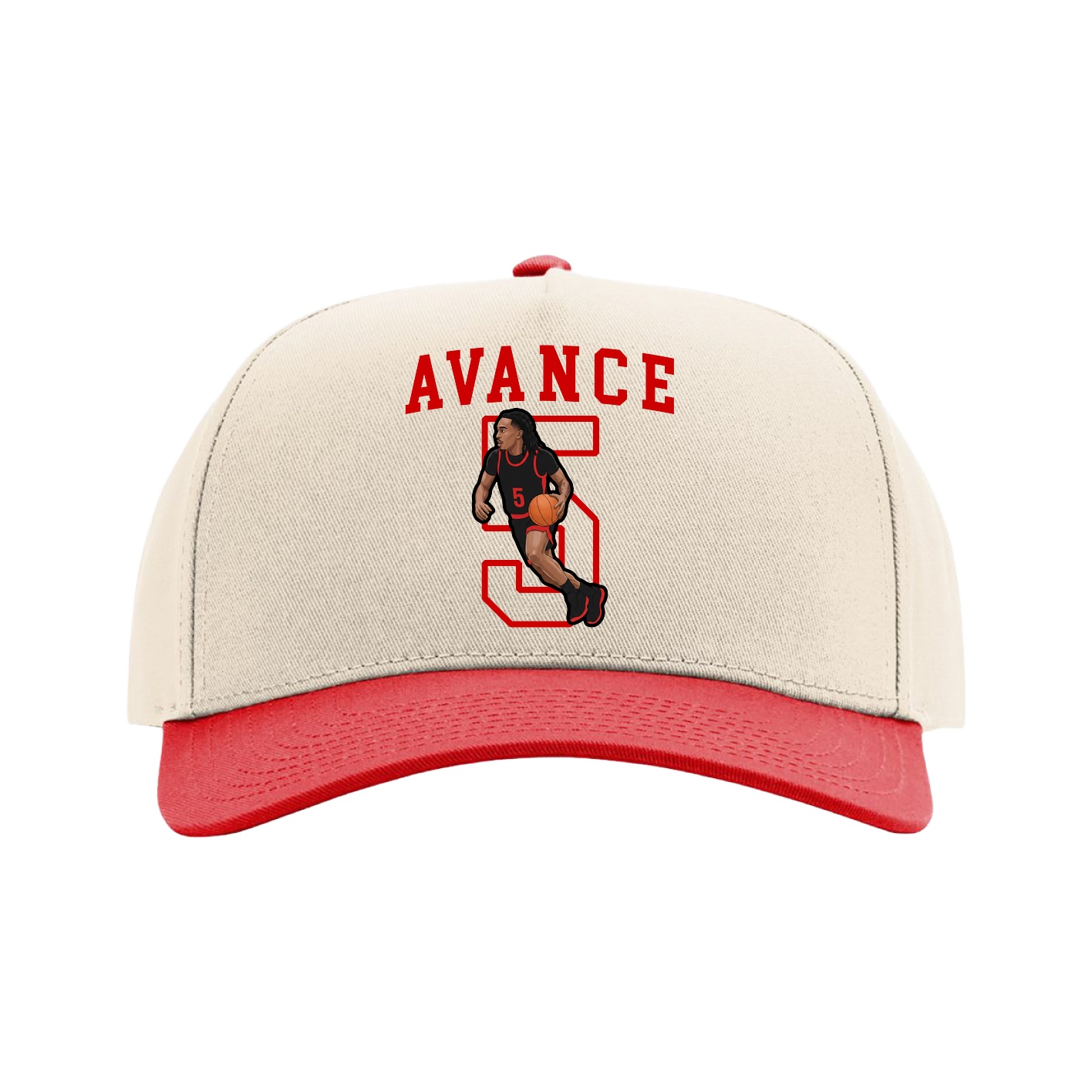 Full Fabric Five-Panel Champ Cap — Shirsey in Cream/Red