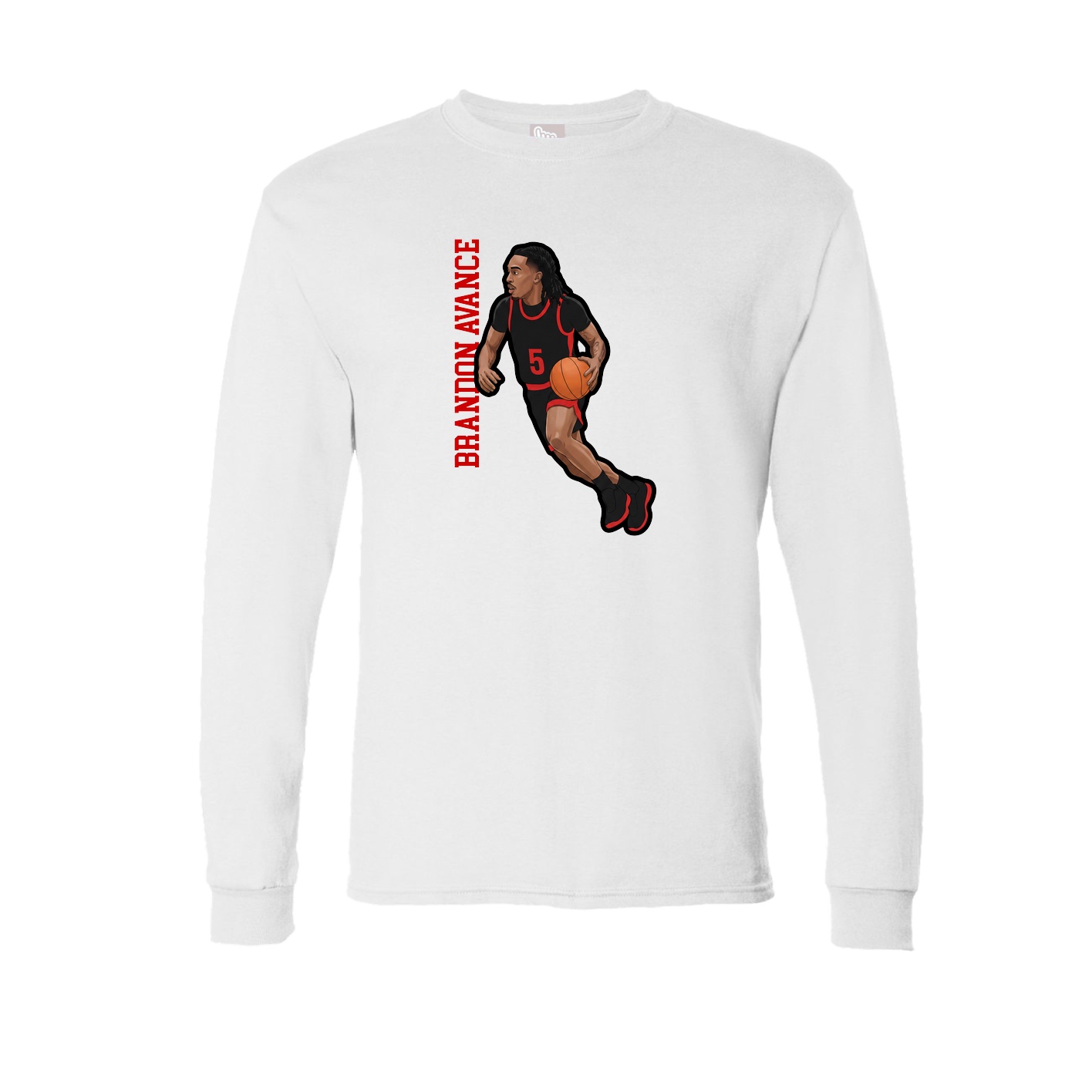 Long Sleeve Tee — Name Vertical in White