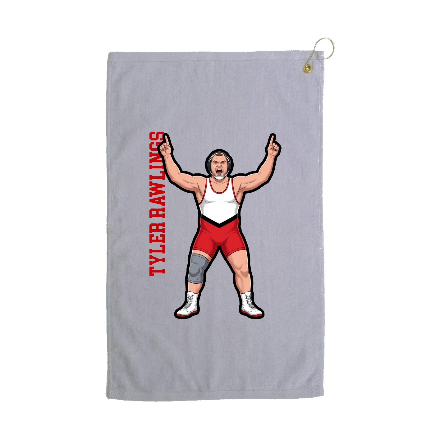Golf Towel — Name Vertical in Grey