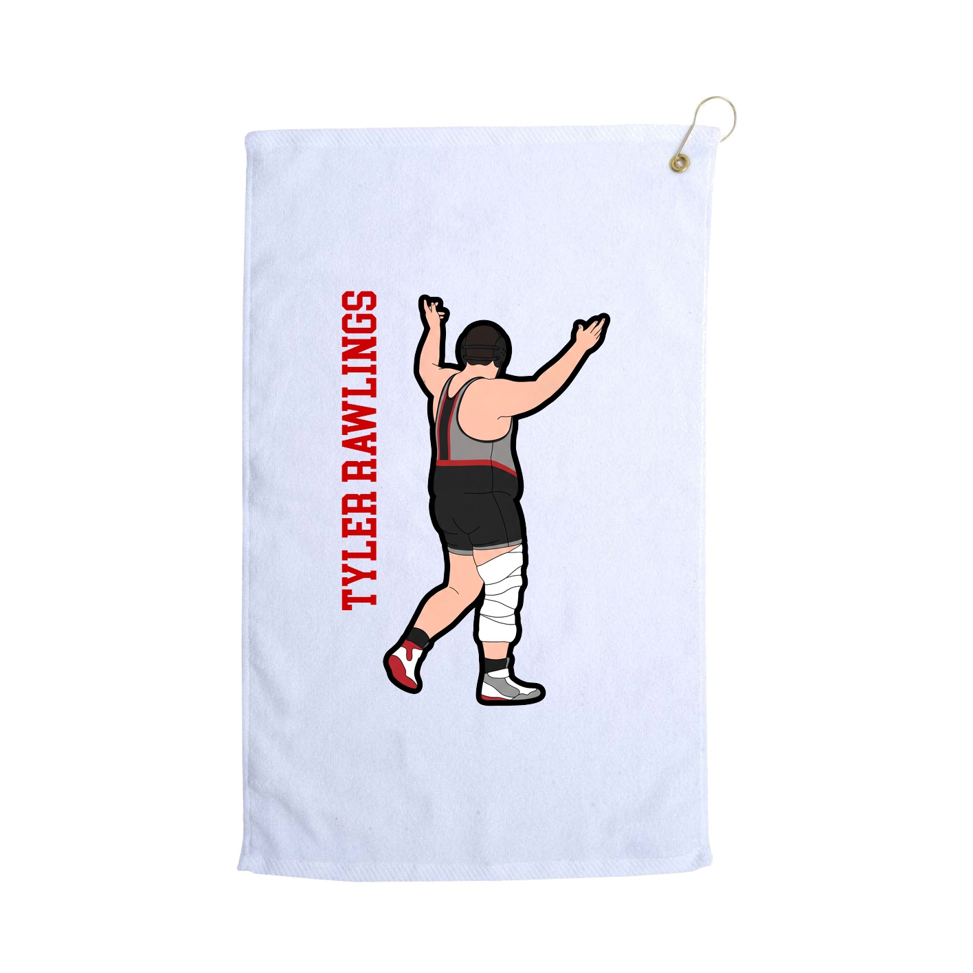 Golf Towel — Name Vertical in White