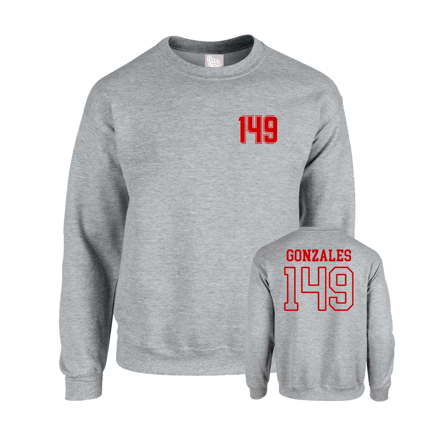 Fleece Crew — Chest Back in Grey