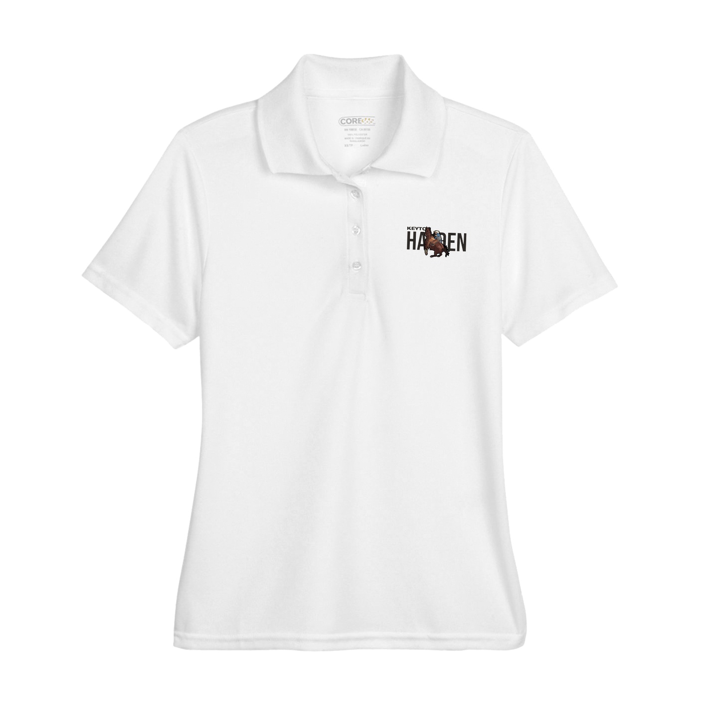 Womens Performance Polo — Player Name in White