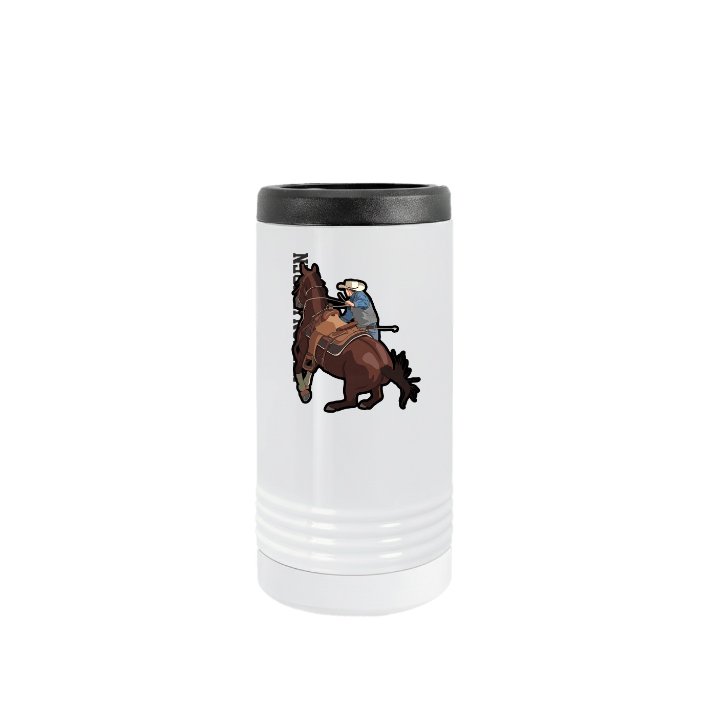 Slim Beverage Holder — Name Vertical in White