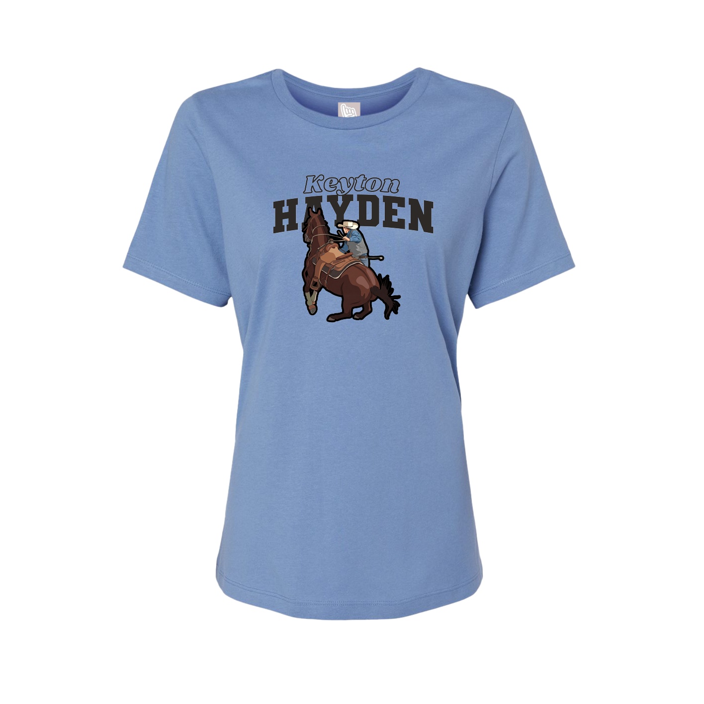 Fitted Women's Tee — Name Arch in Powder Blue