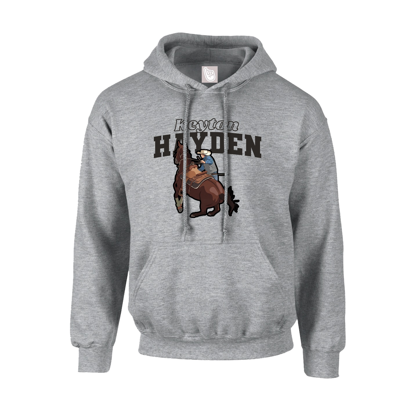 Youth Hoodie — Name Arch in Grey