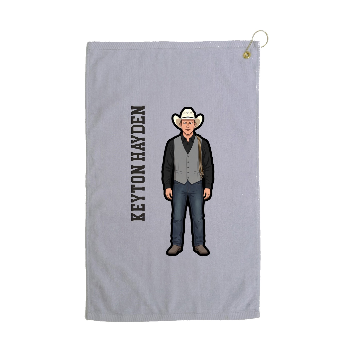 Golf Towel — Name Vertical in Grey