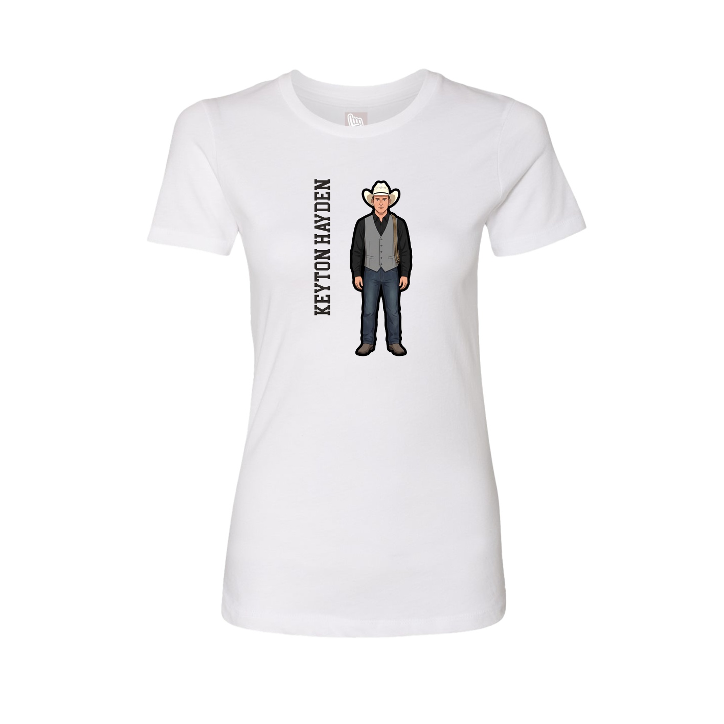 Fitted Women's Tee — Name Vertical in White