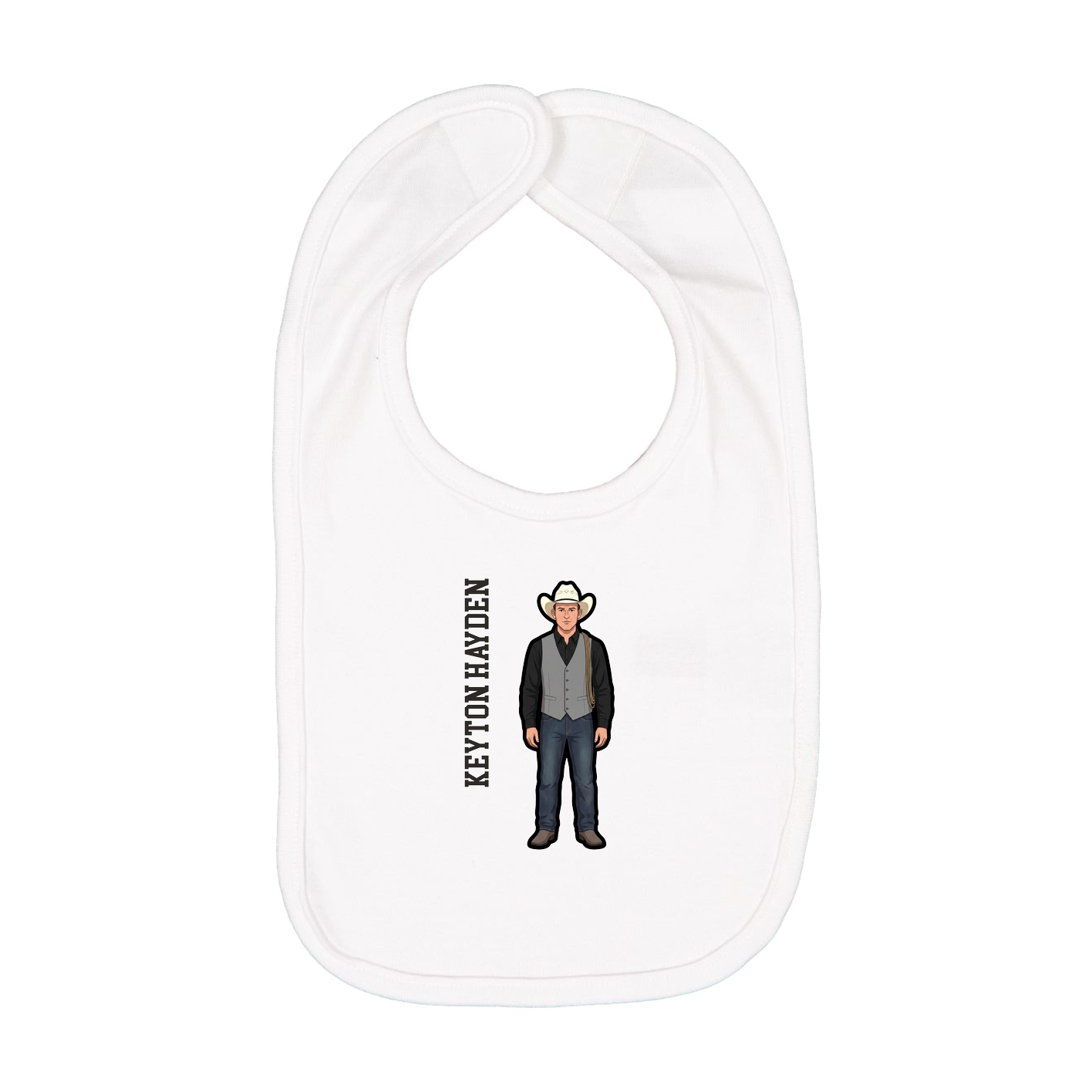 Infant Bib — Name Vertical in White
