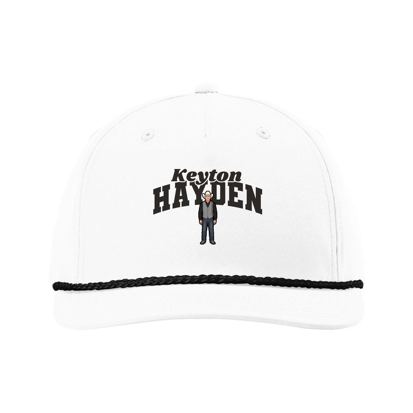 Five-Panel Classic Rope Cap — Signature Arch in White
