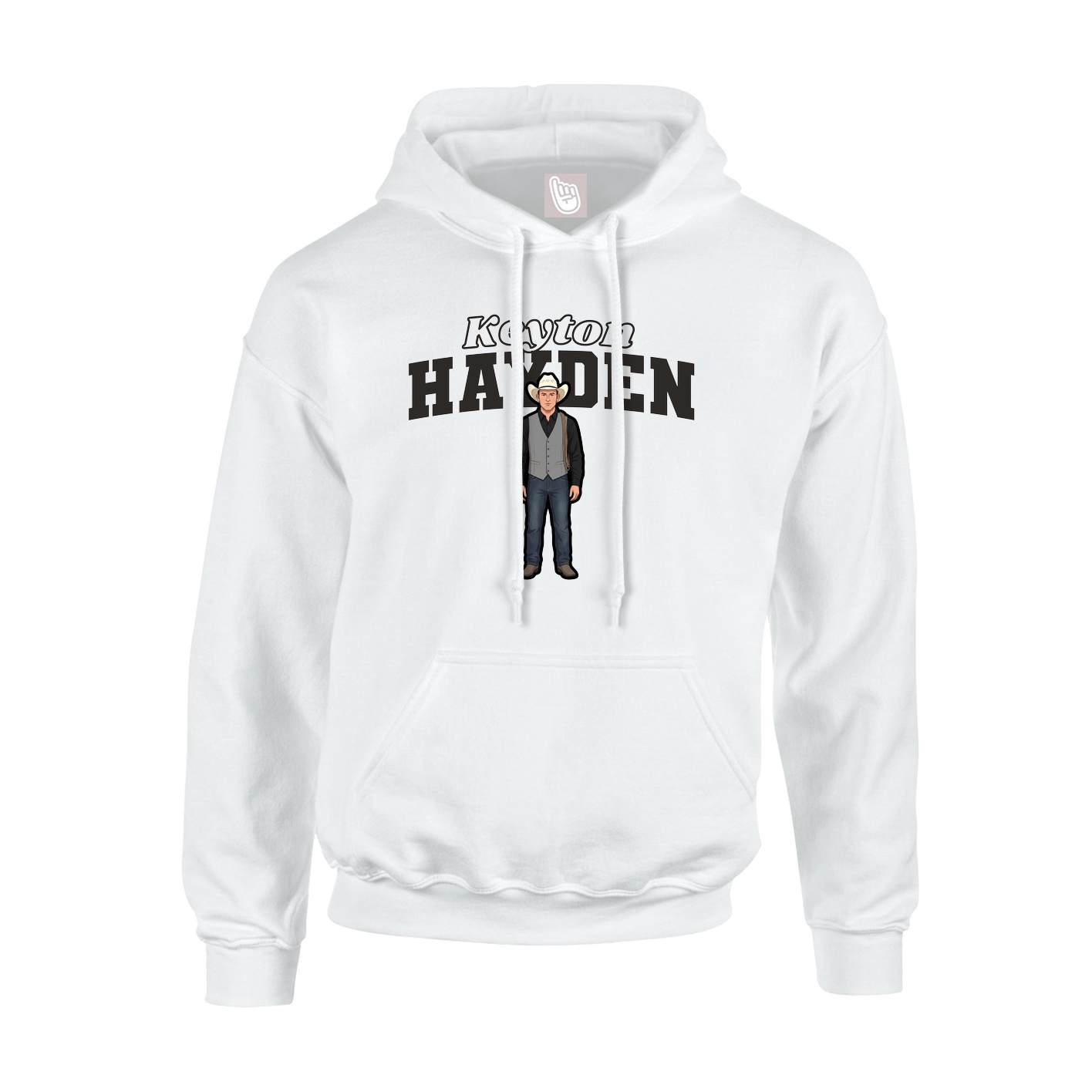 Youth Hoodie — Name Arch in White