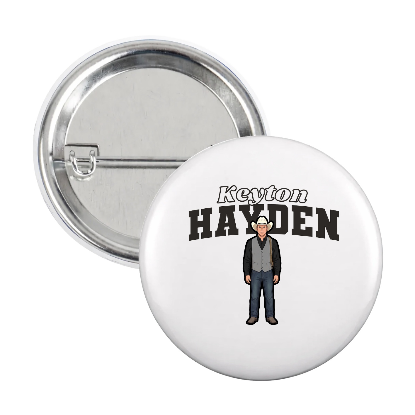 Game Day Button — Name Arch in White
