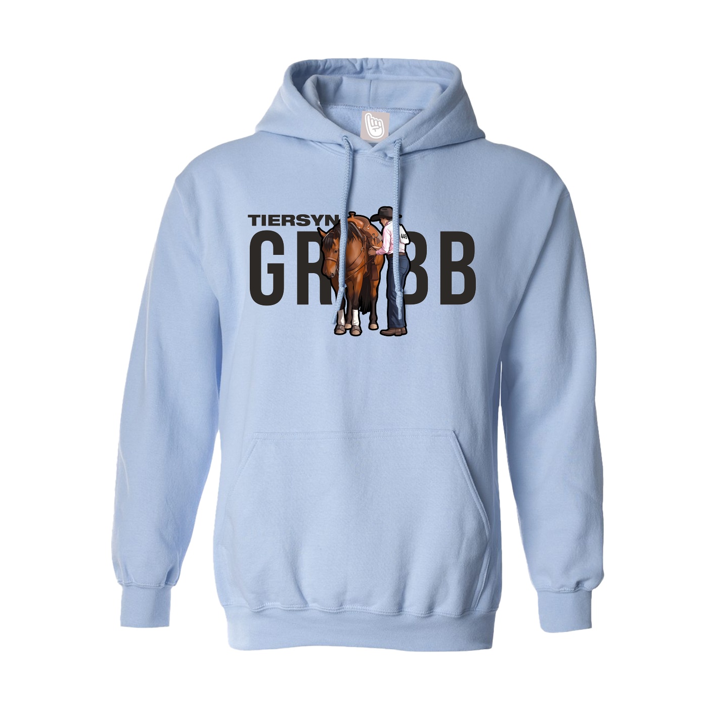 Hoodie — Player Name in Light Blue