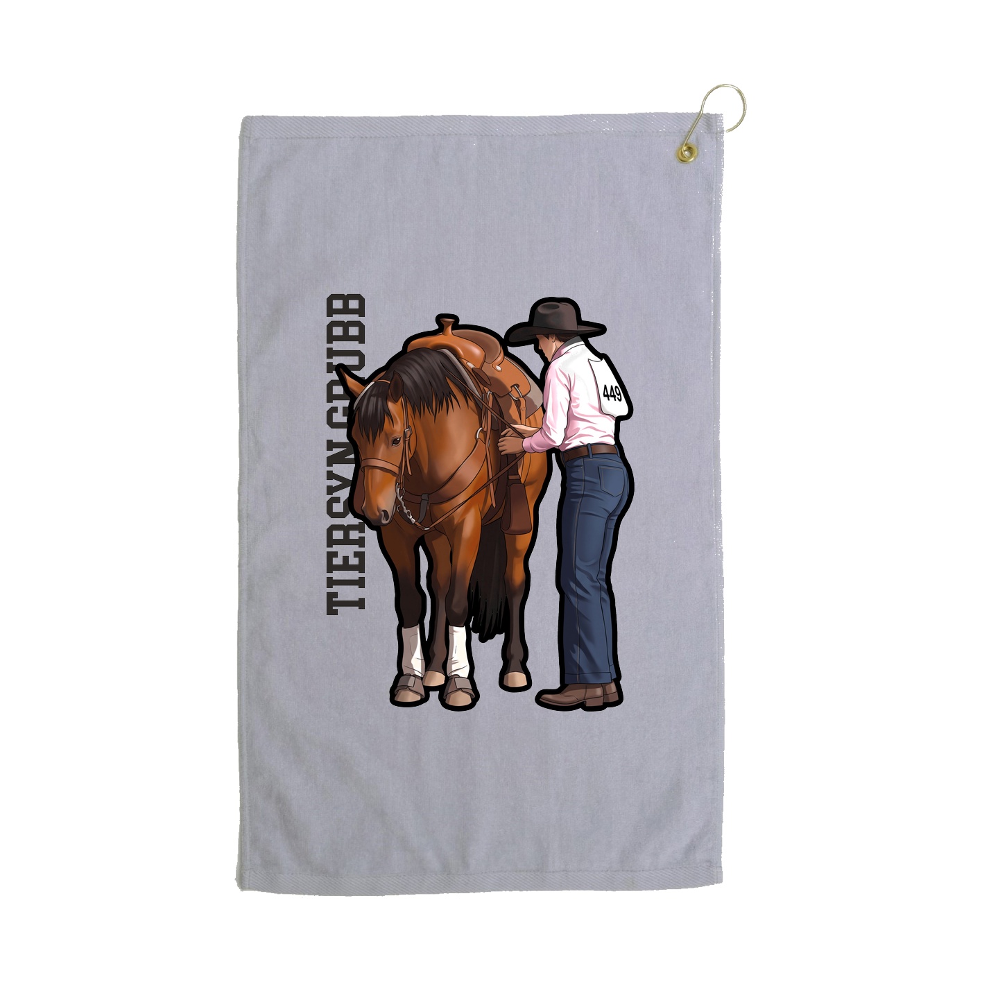 Golf Towel — Name Vertical in Grey