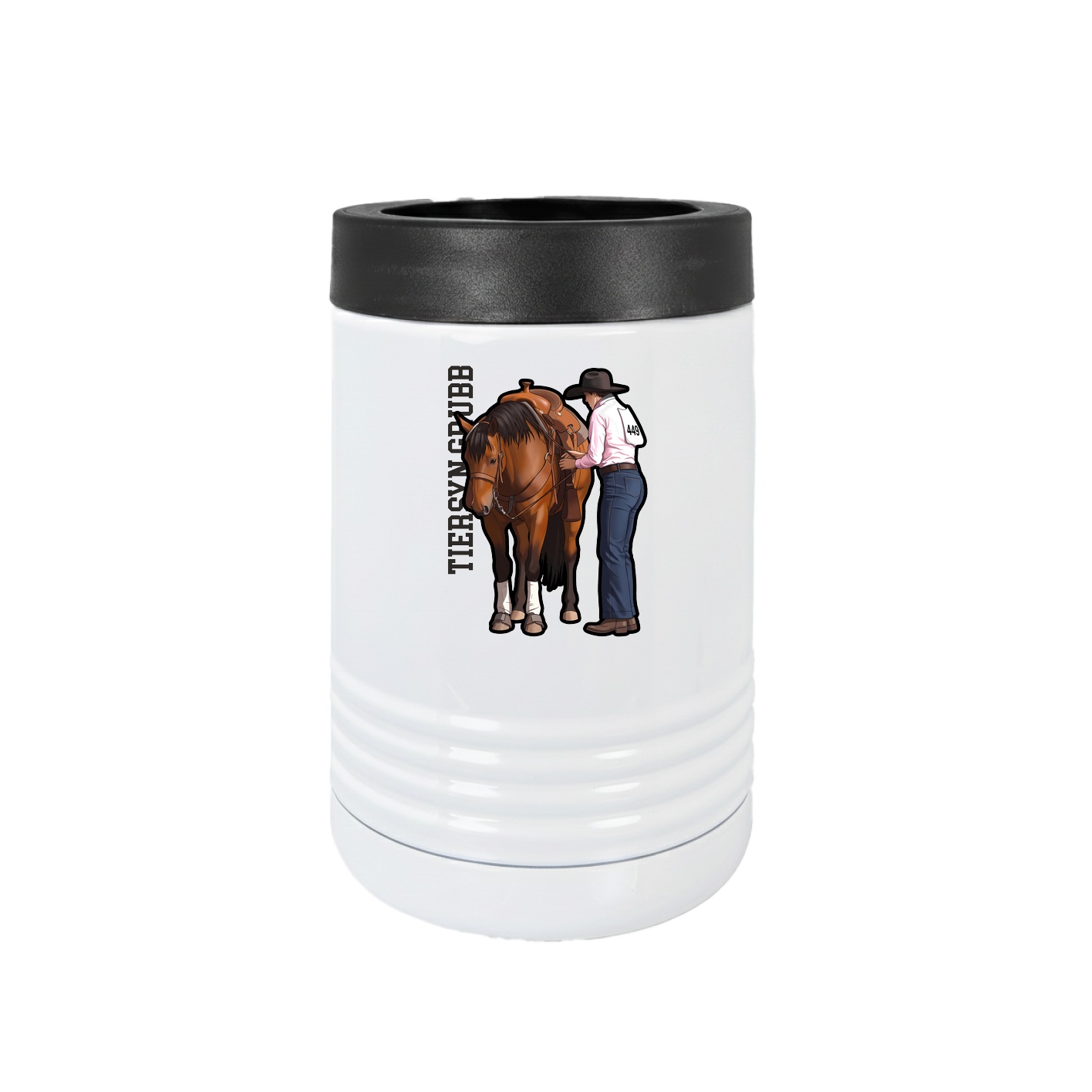 Beverage Holder — Name Vertical in White