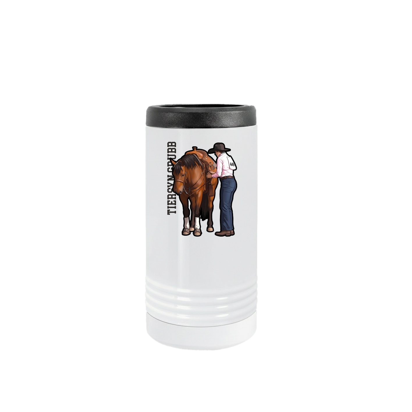 Slim Beverage Holder — Name Vertical in White