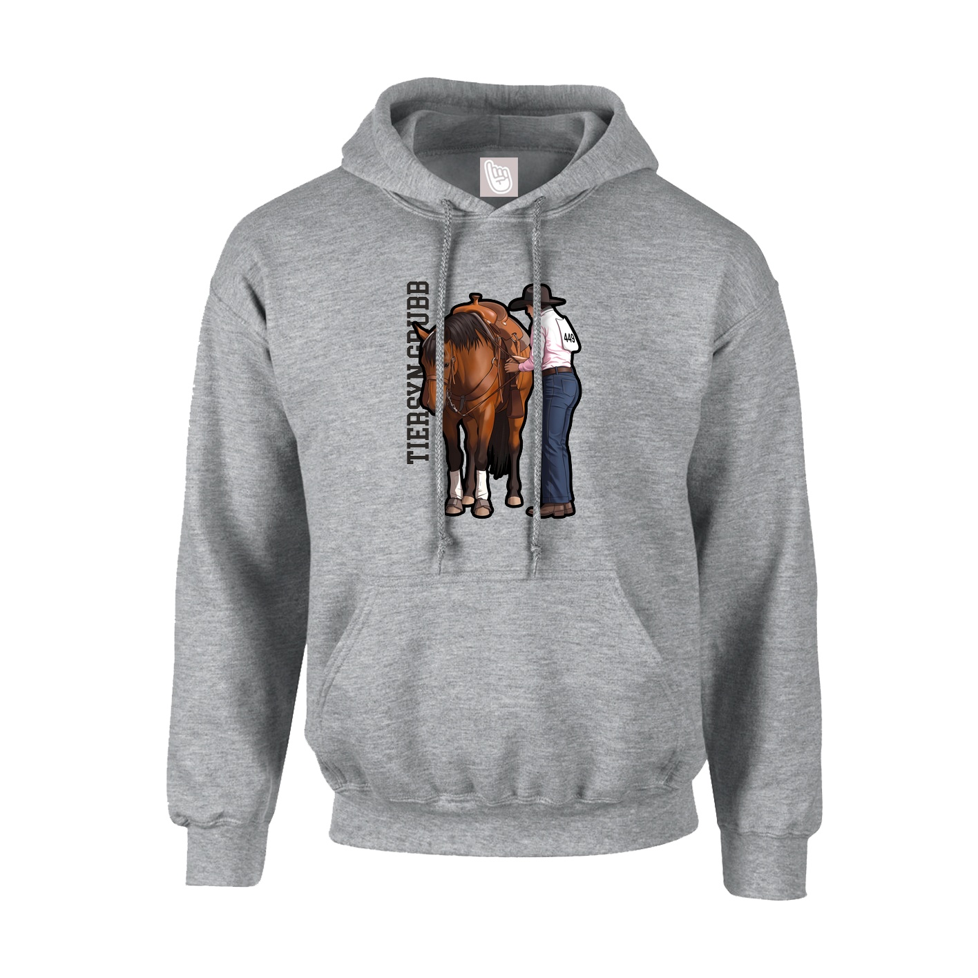 Youth Hoodie — Name Vertical in Grey