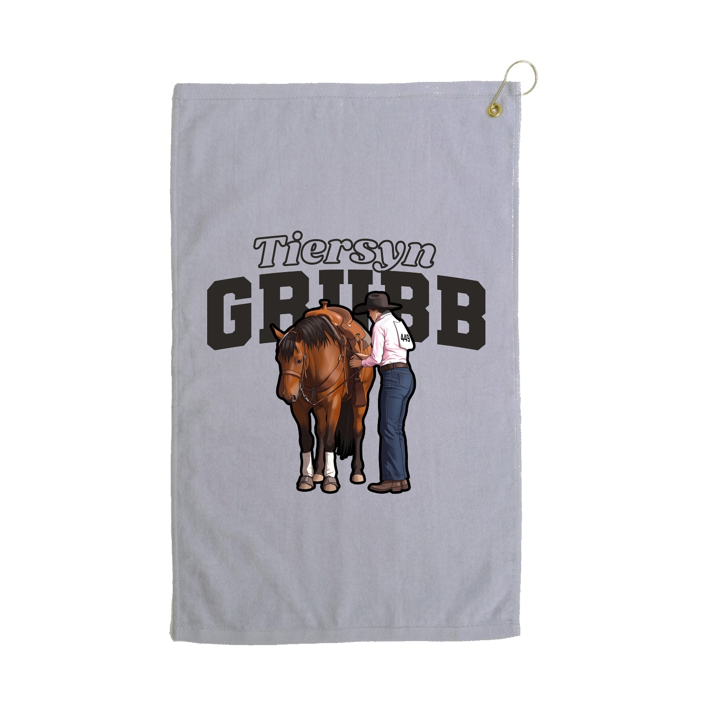 Golf Towel — Name Arch in Grey