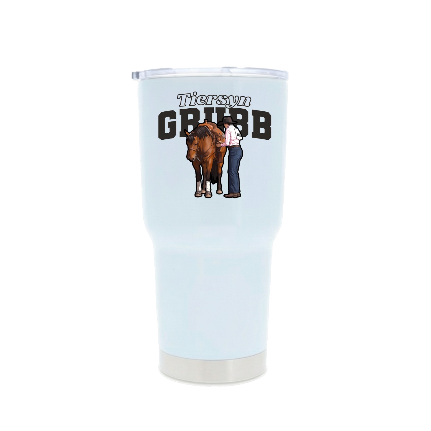 30oz Stainless Steel Tumbler — Name Arch in White