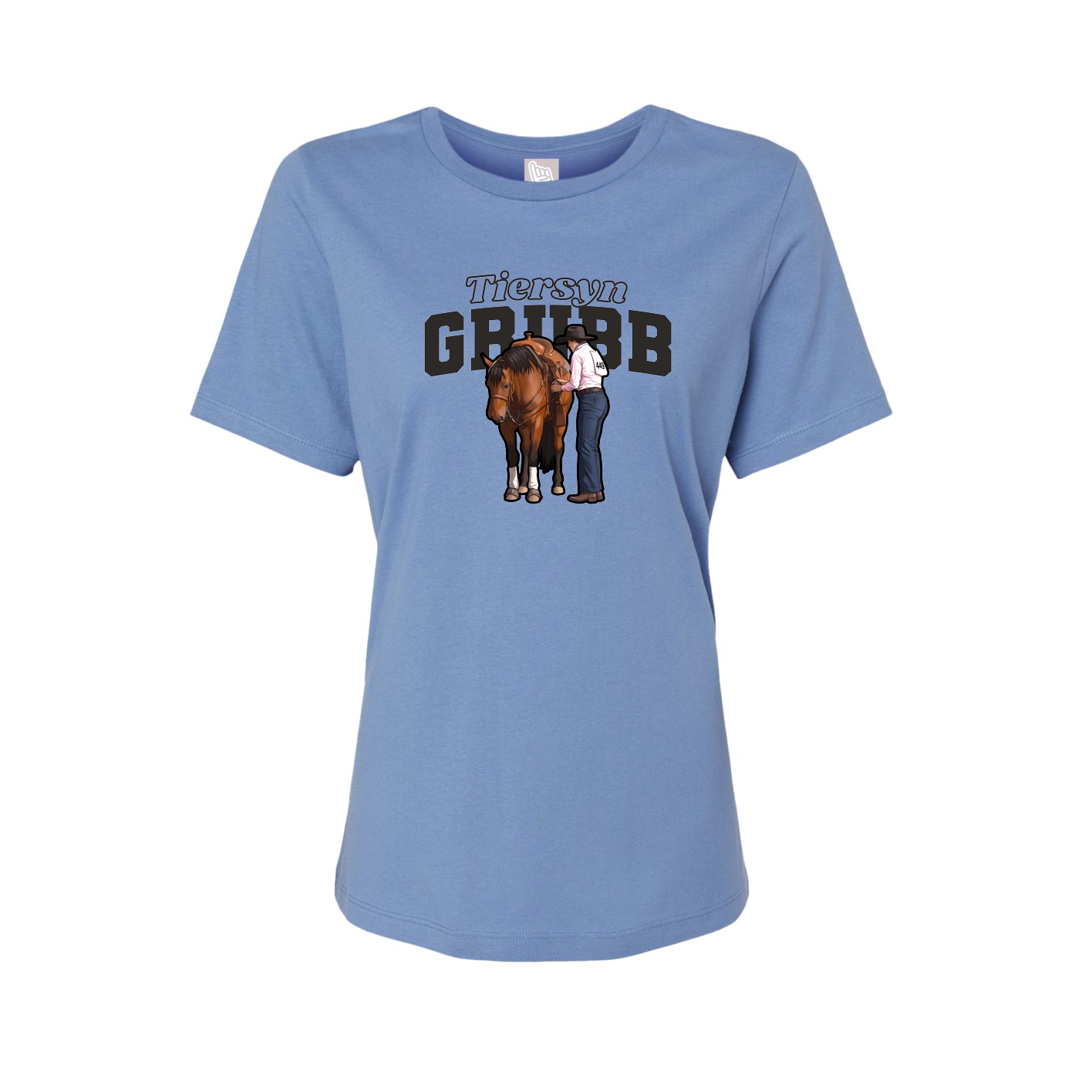 Fitted Women's Tee — Name Arch in Powder Blue