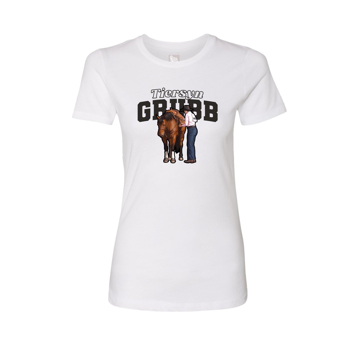 Fitted Women's Tee — Name Arch in White
