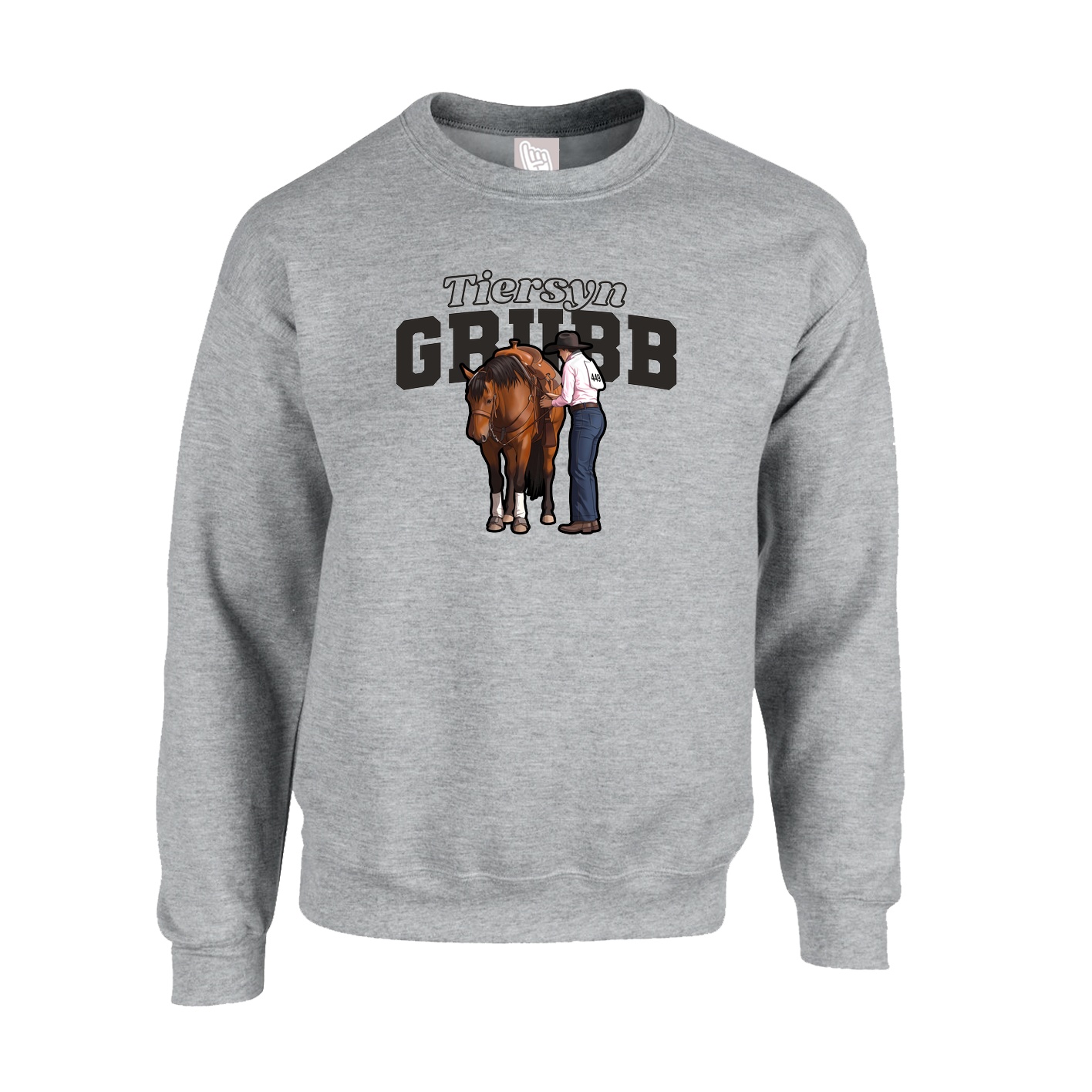 Fleece Crew — Name Arch in Grey