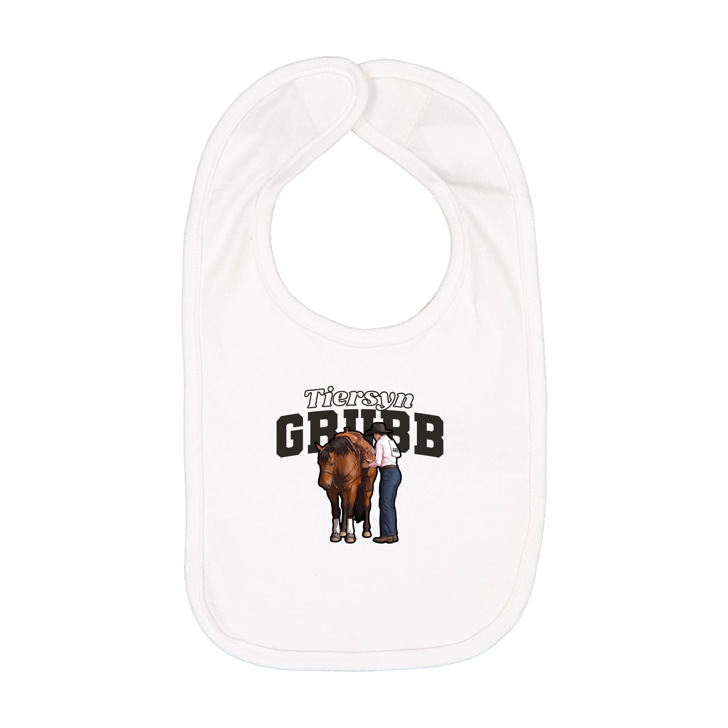 Infant Bib — Name Arch in White