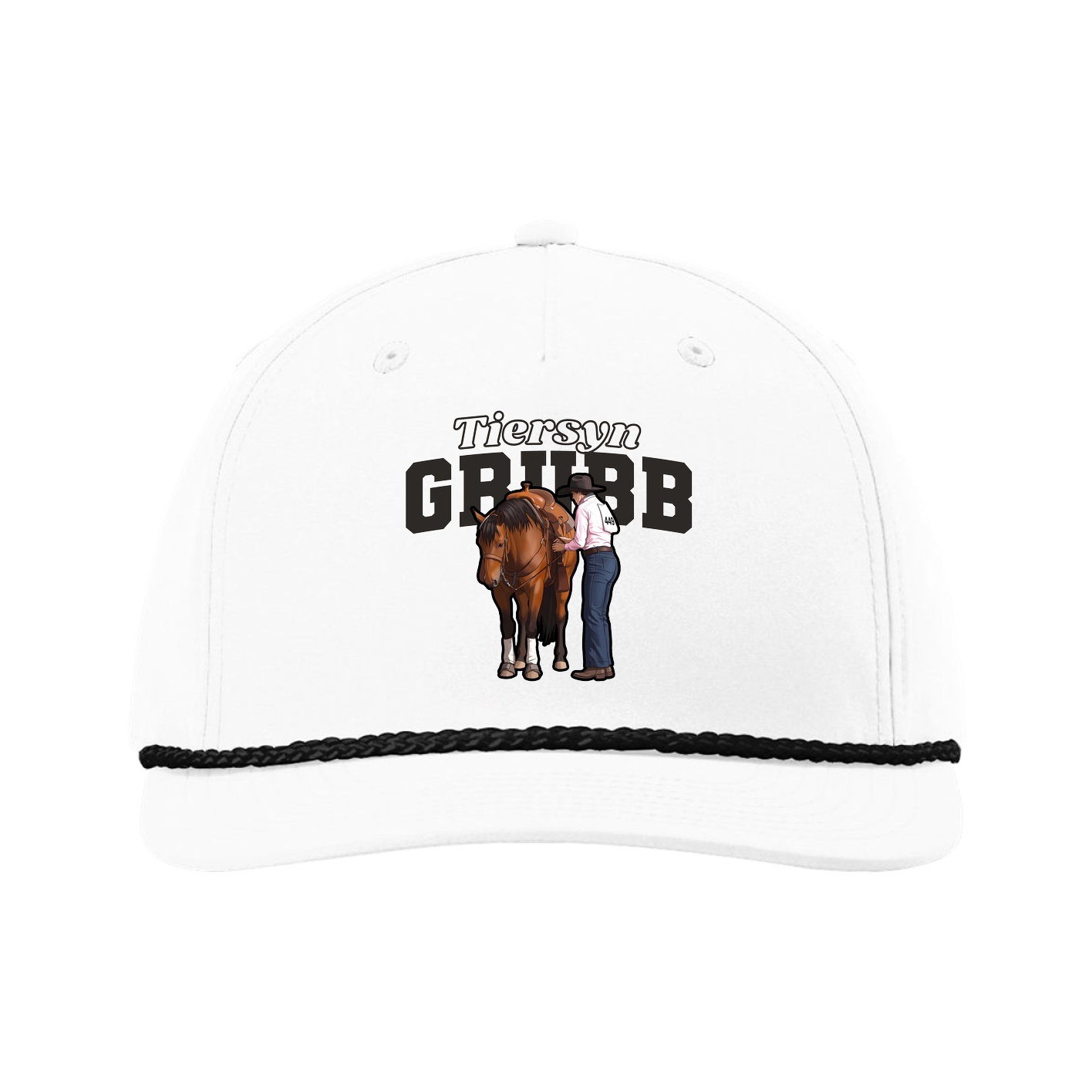 Five-Panel Classic Rope Cap — Name Arch in White