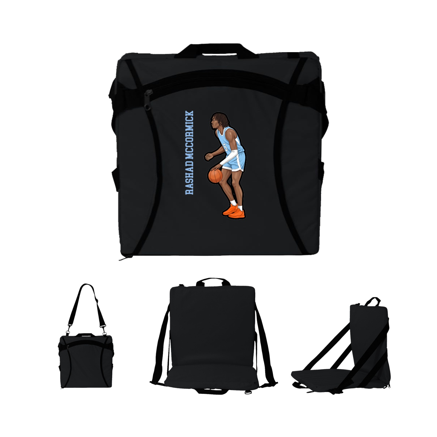 Folding Stadium Seat — Name Vertical in Black