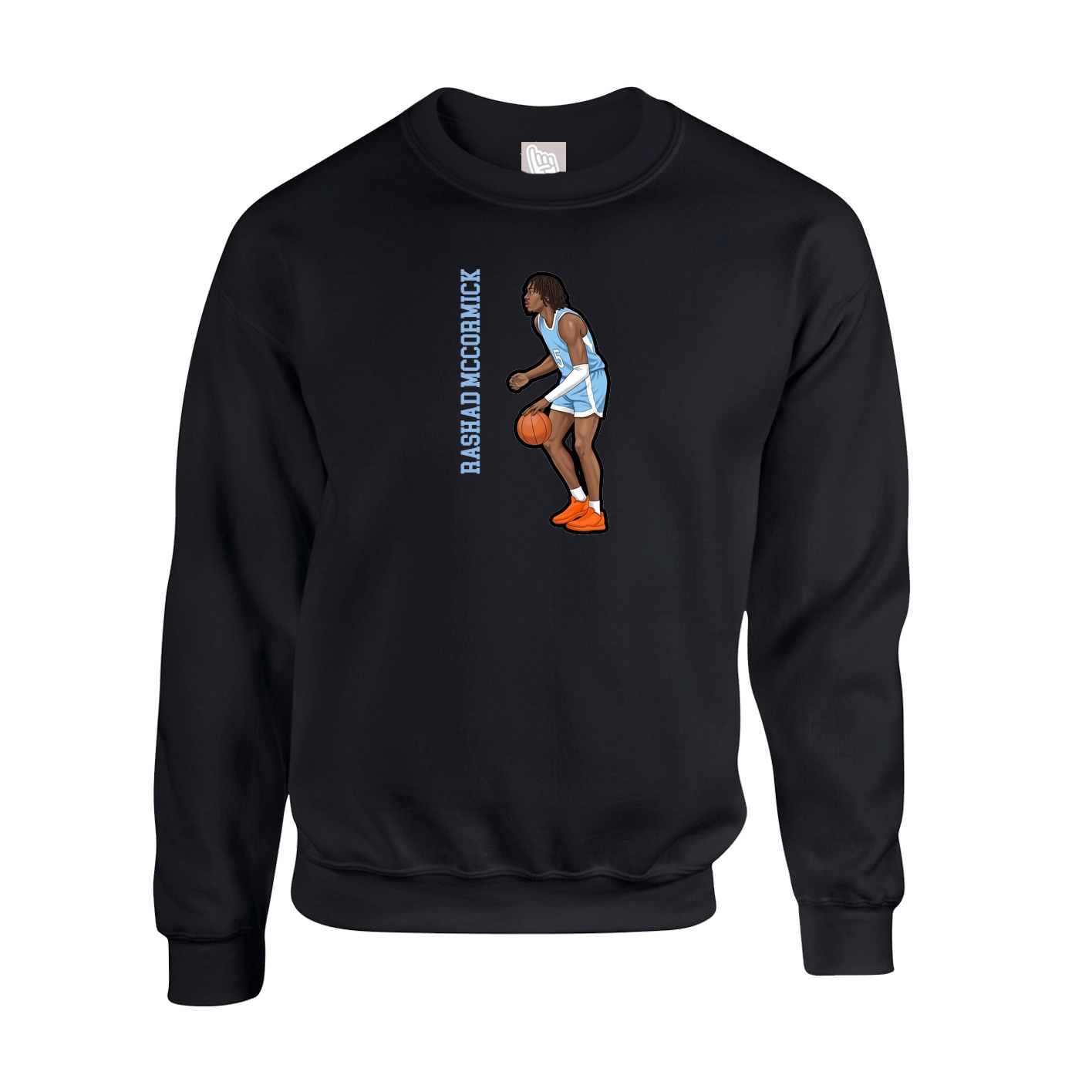 Fleece Crew — Name Vertical in Black