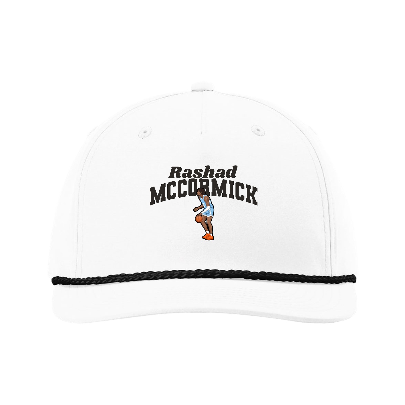 Five-Panel Classic Rope Cap — Signature Arch in White