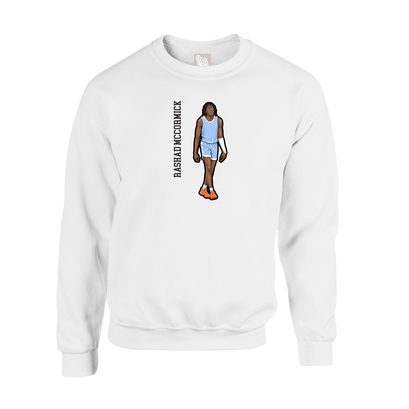 Fleece Crew — Name Vertical in White