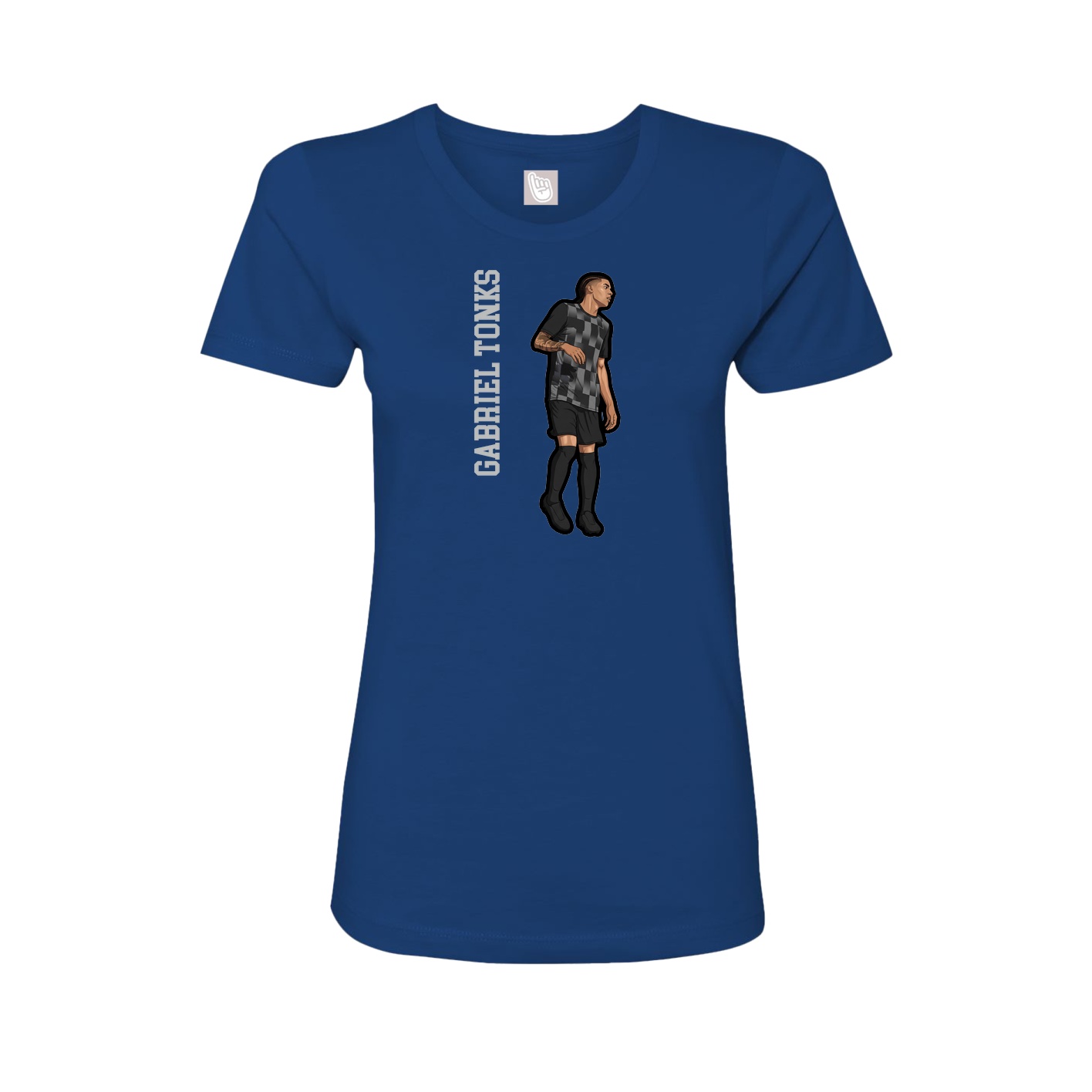 Fitted Women's Tee — Name Vertical in Royal