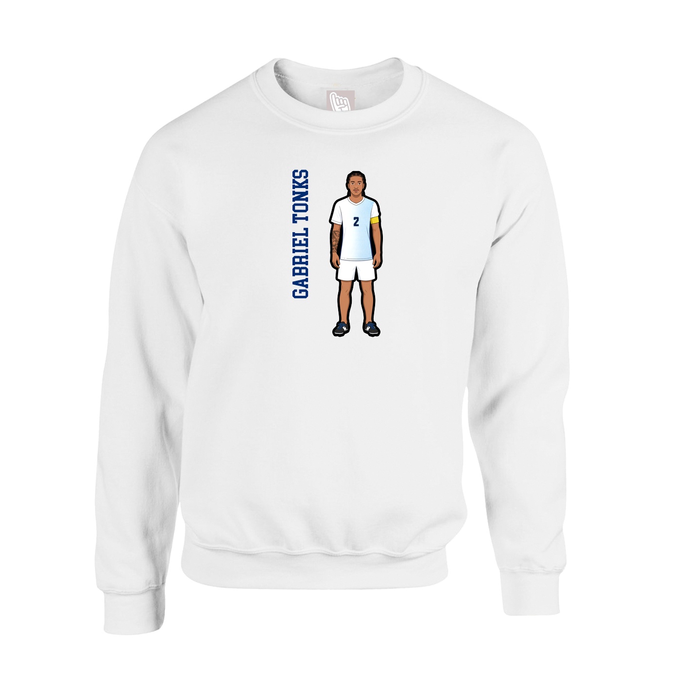 Fleece Crew — Name Vertical in White