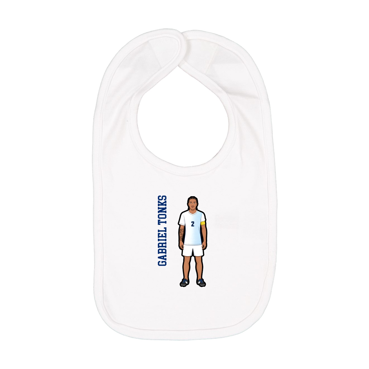 Infant Bib — Name Vertical in White