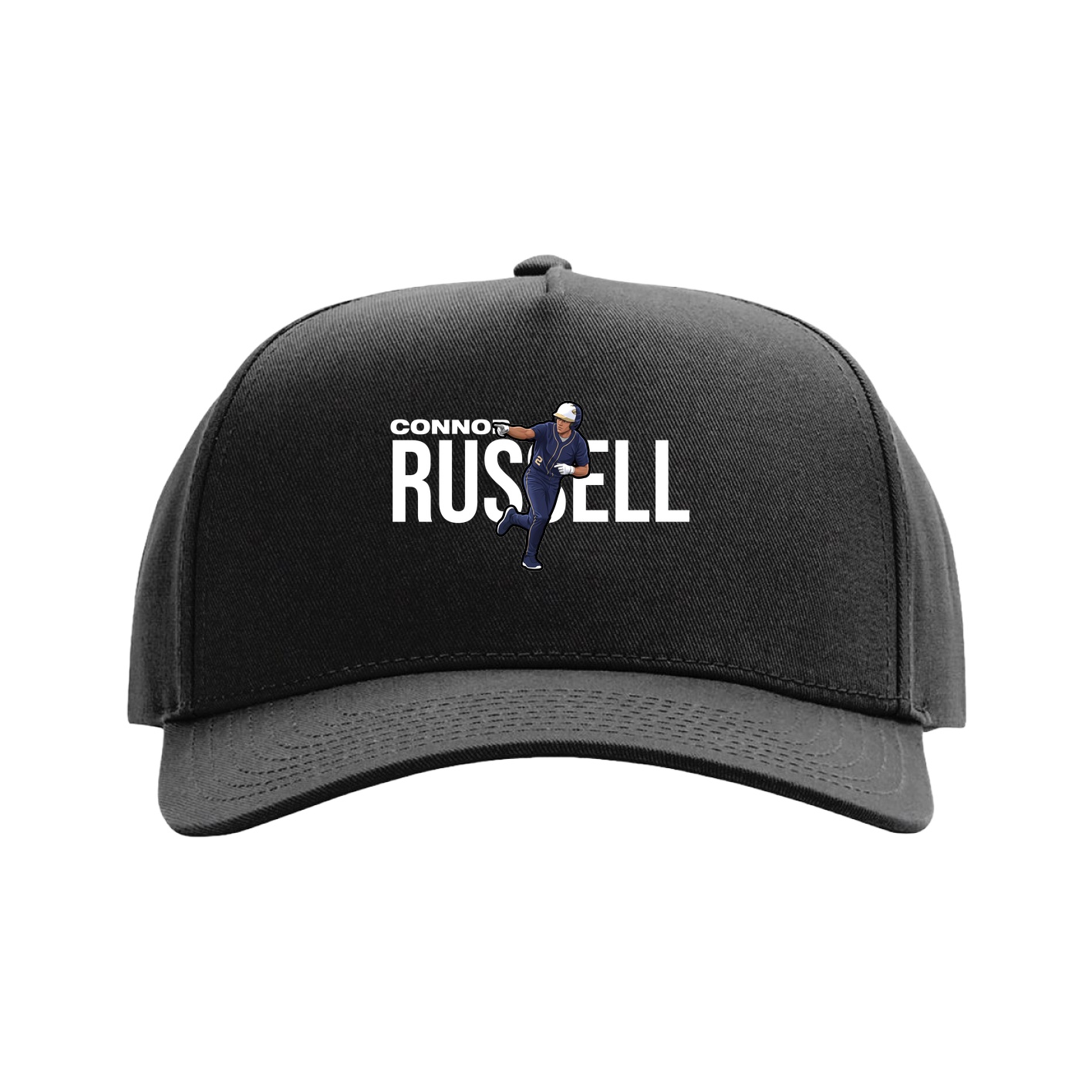 Full Fabric Five-Panel Champ Cap — Player Name in Black
