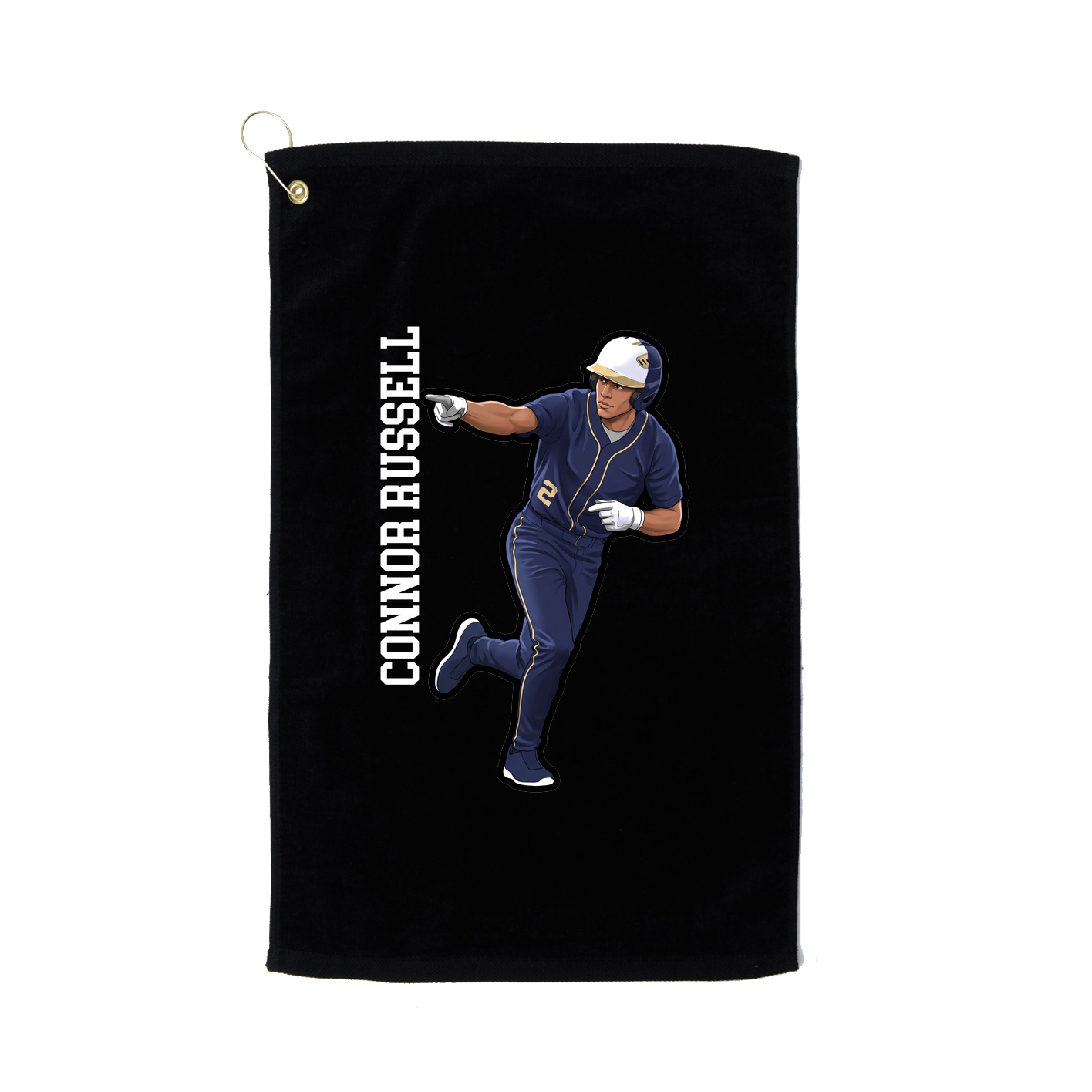 Golf Towel — Name Vertical in Black