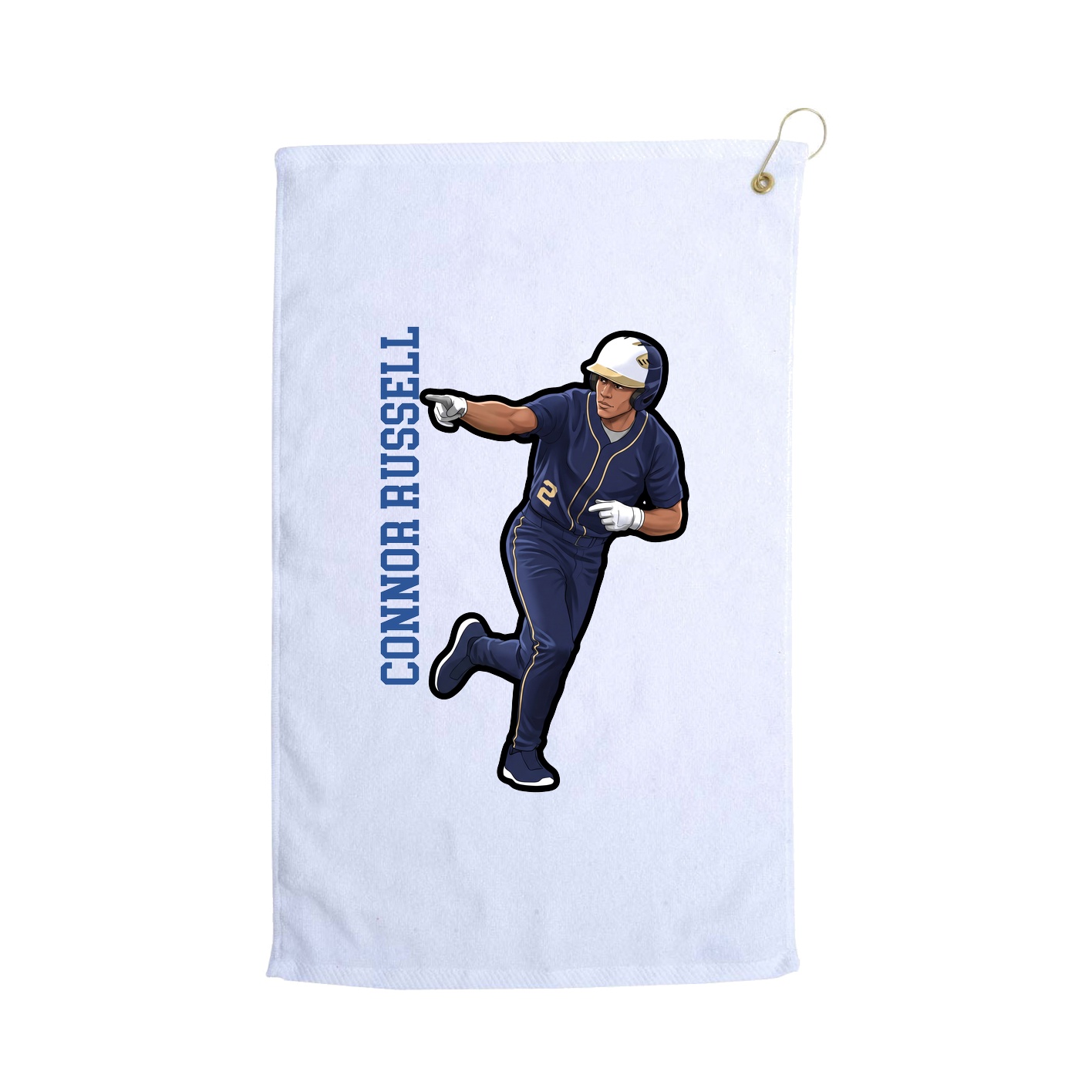 Golf Towel — Name Vertical in White