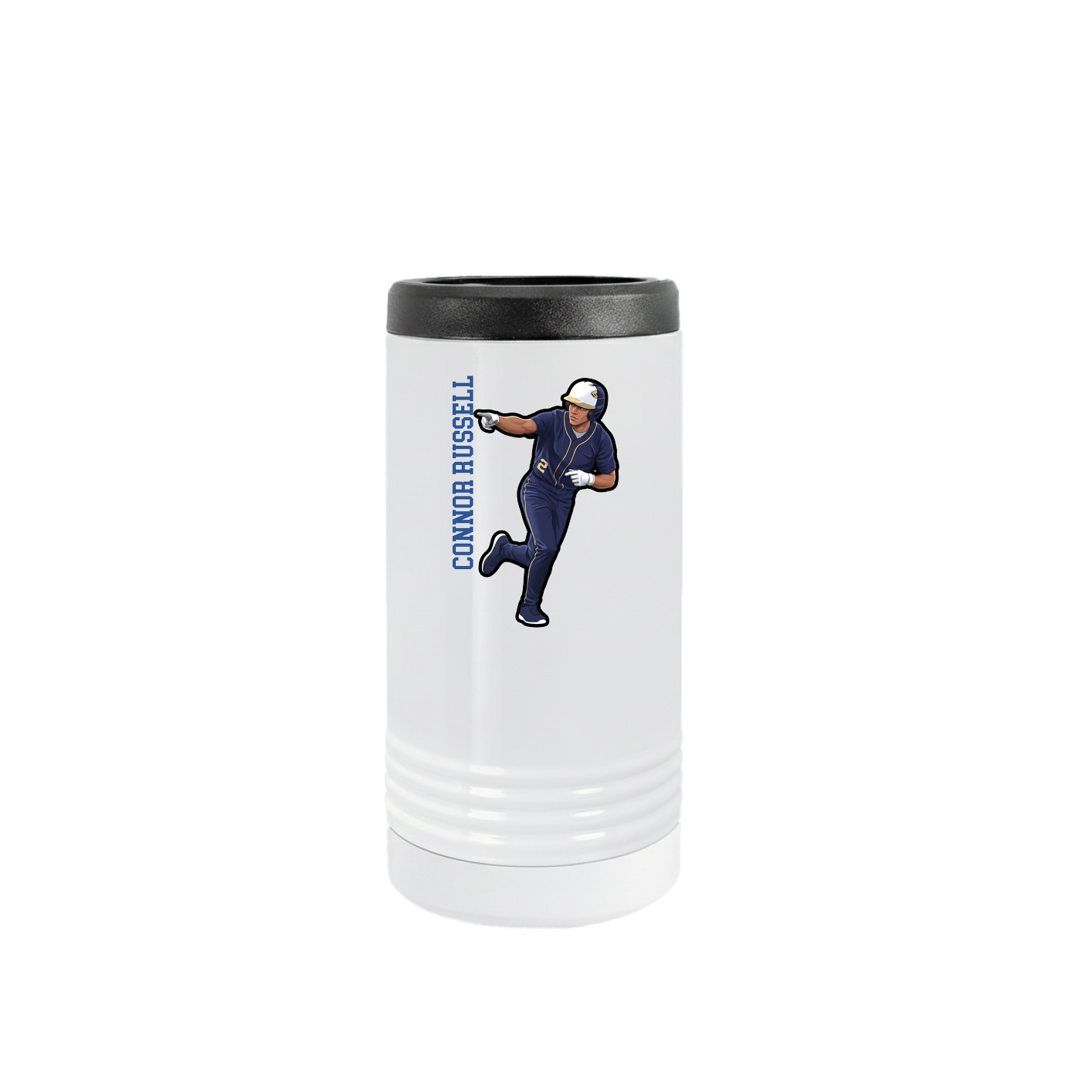 Slim Beverage Holder — Name Vertical in White