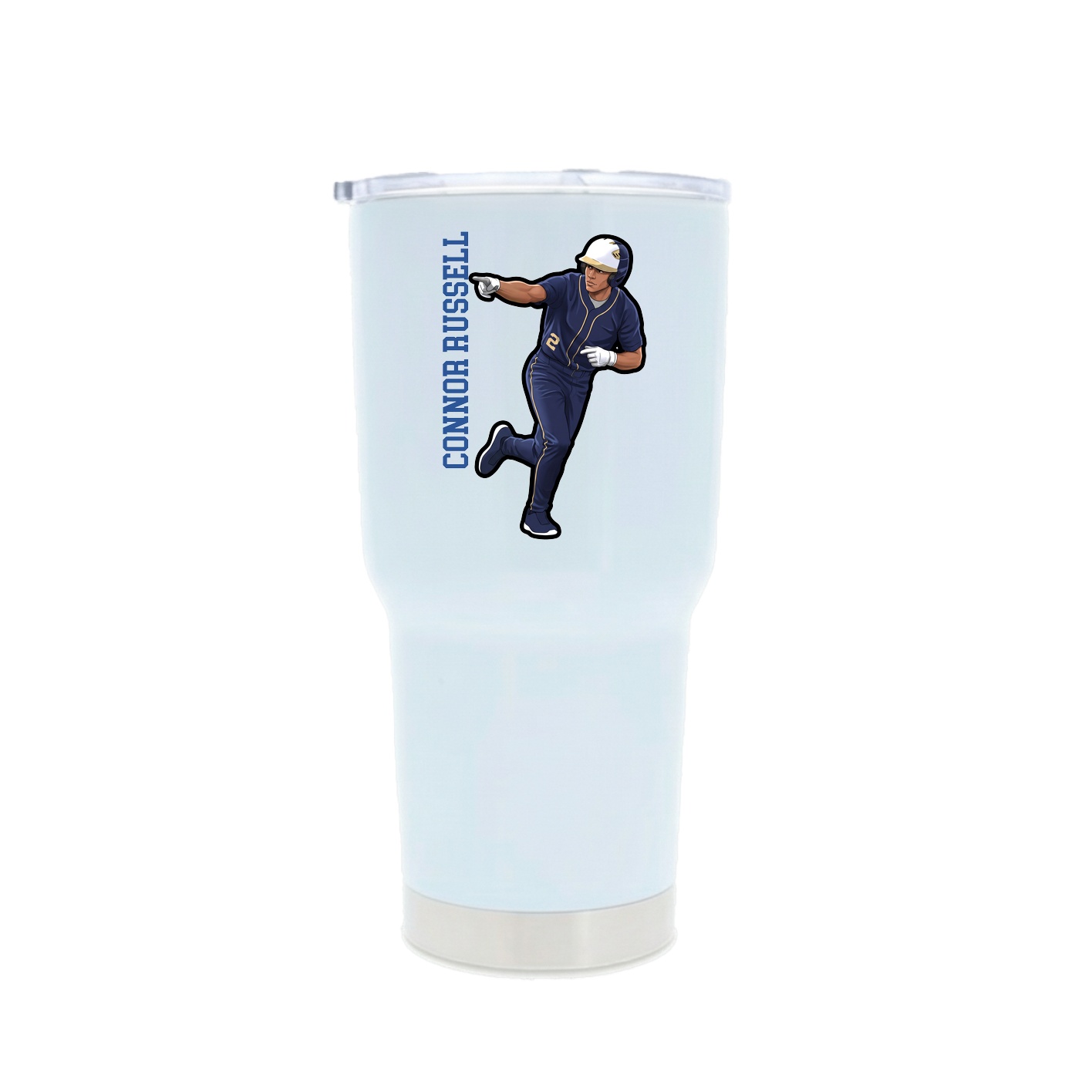 30oz Stainless Steel Tumbler — Name Vertical in White